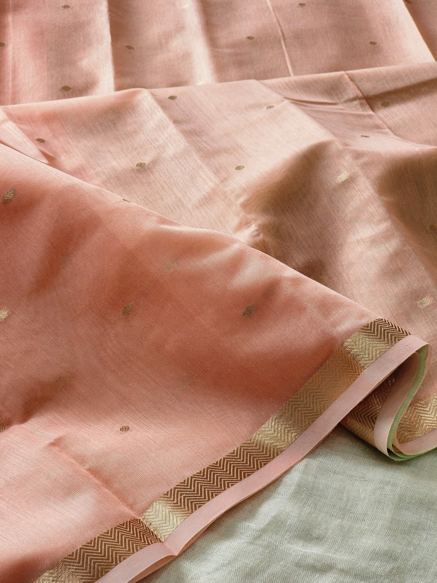 Peach Mul Chanderi Saree
