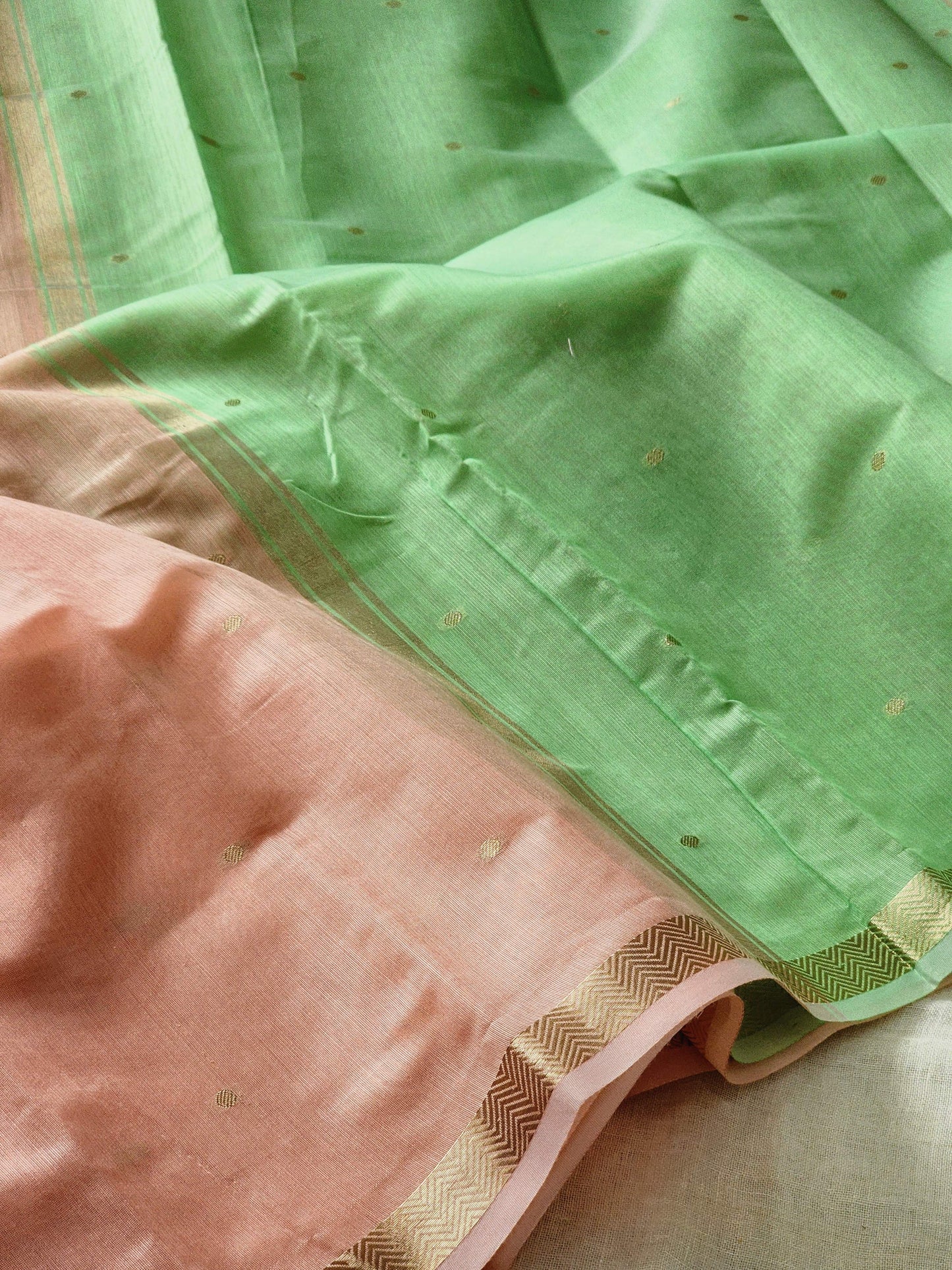 Peach Mul Chanderi Saree