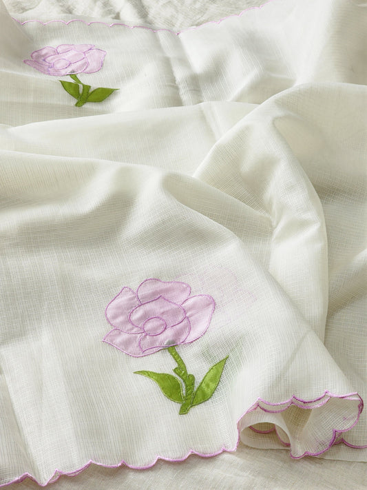 White Kota Silk Saree