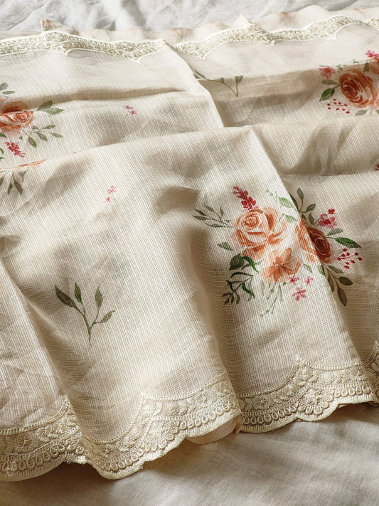 Beige Kota Silk Saree