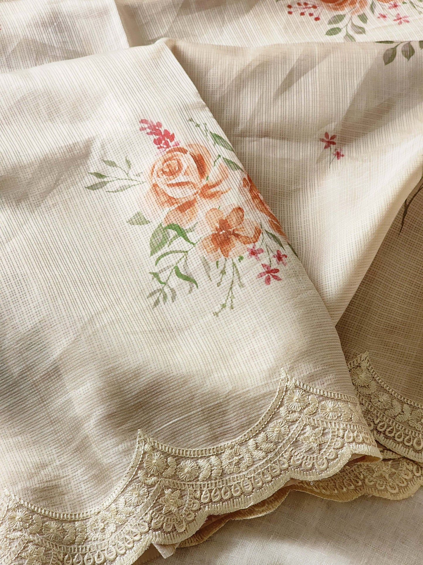 Beige Kota Silk Saree
