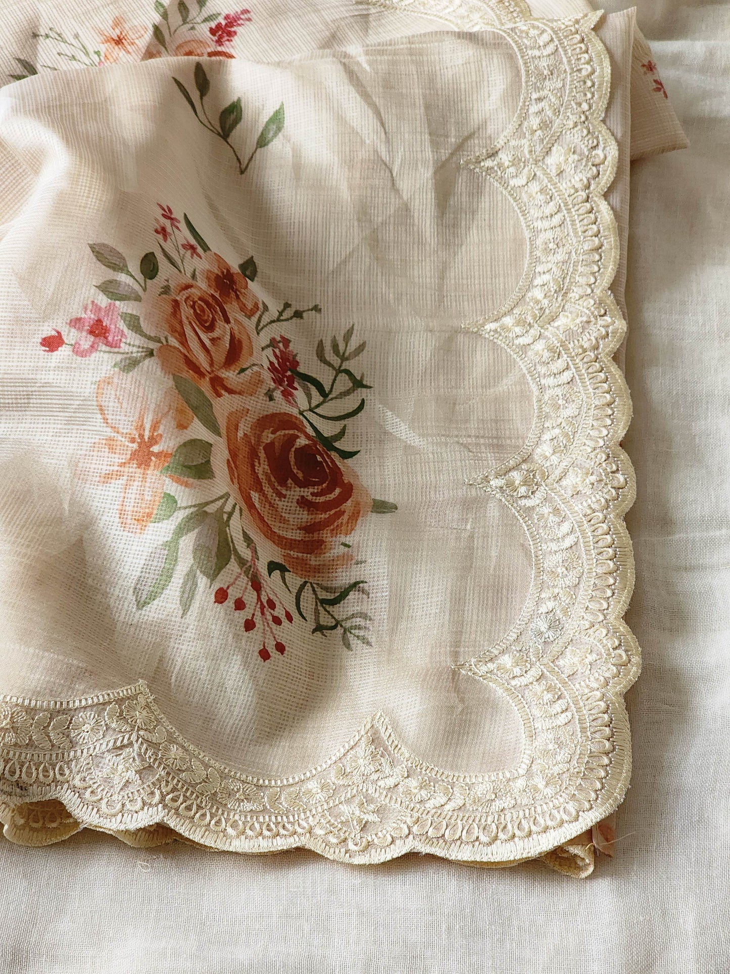 Beige Kota Silk Saree