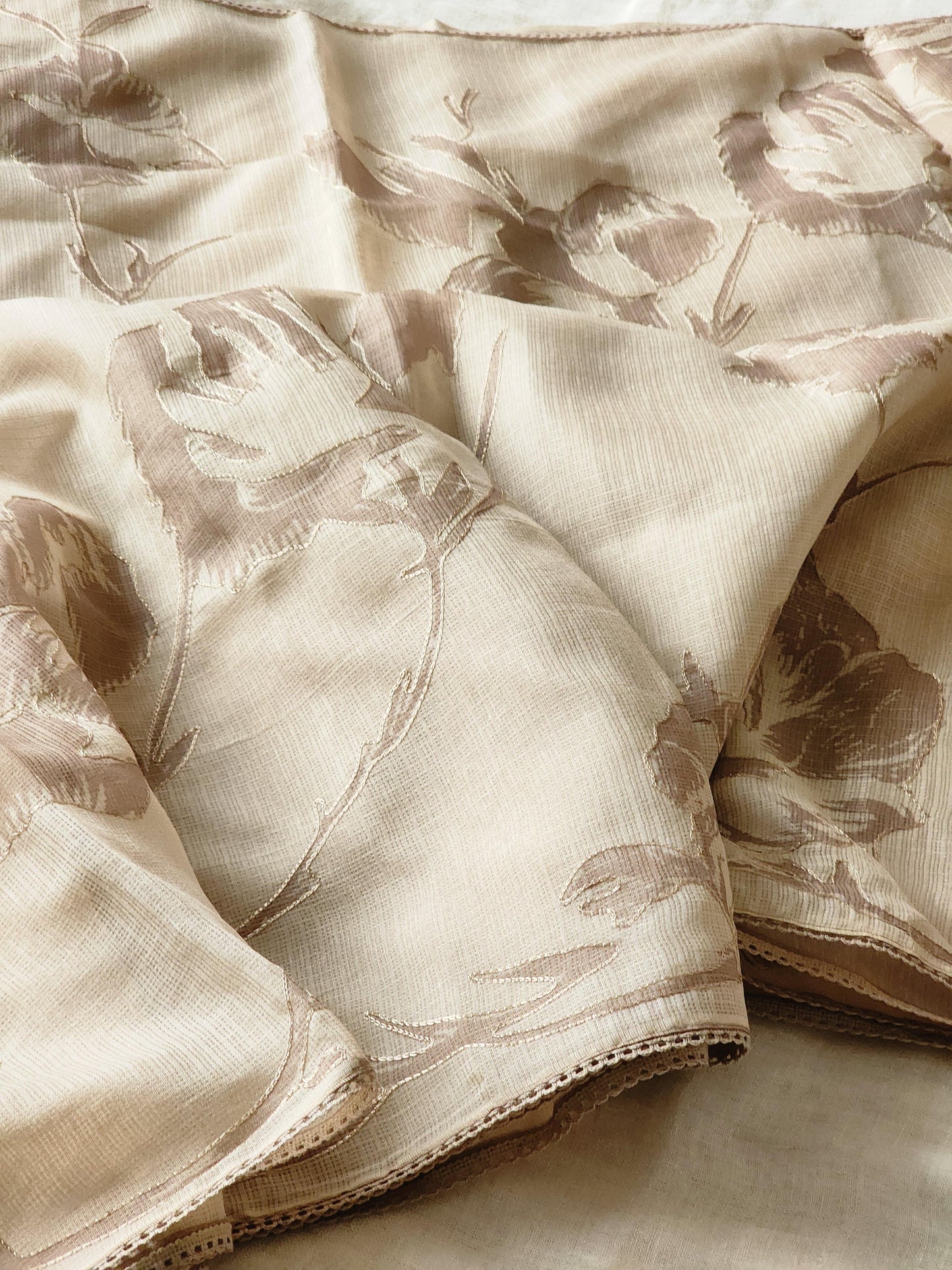 Beige Kota Silk Saree