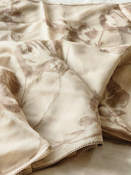 Beige Kota Silk Saree