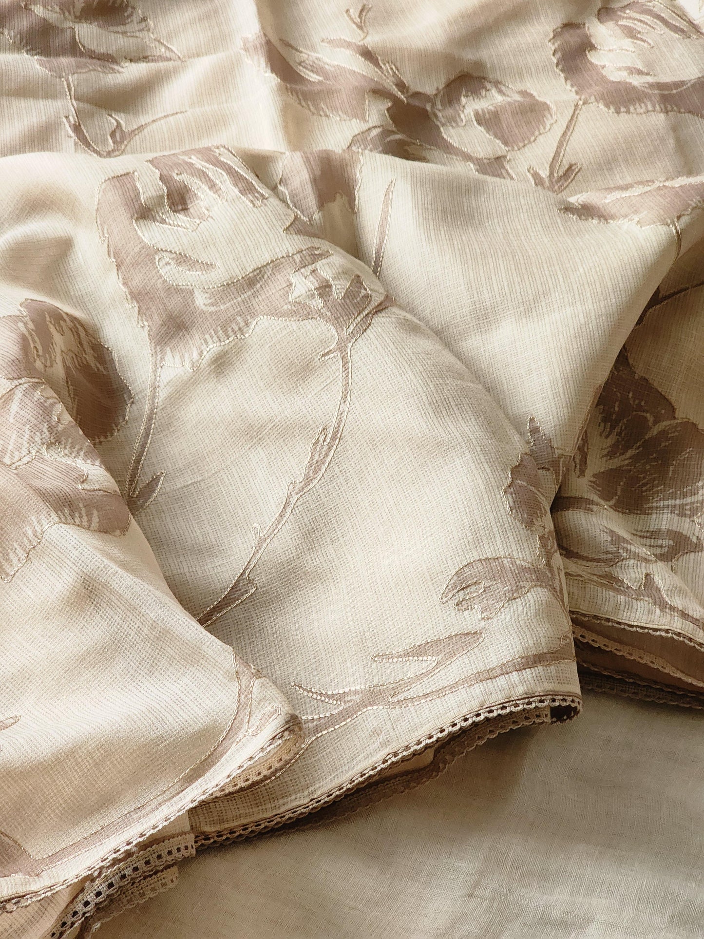 Beige Kota Silk Saree