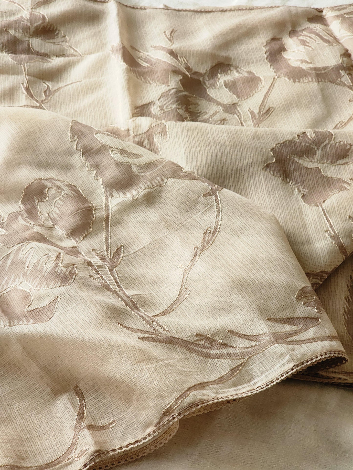 Beige Kota Silk Saree