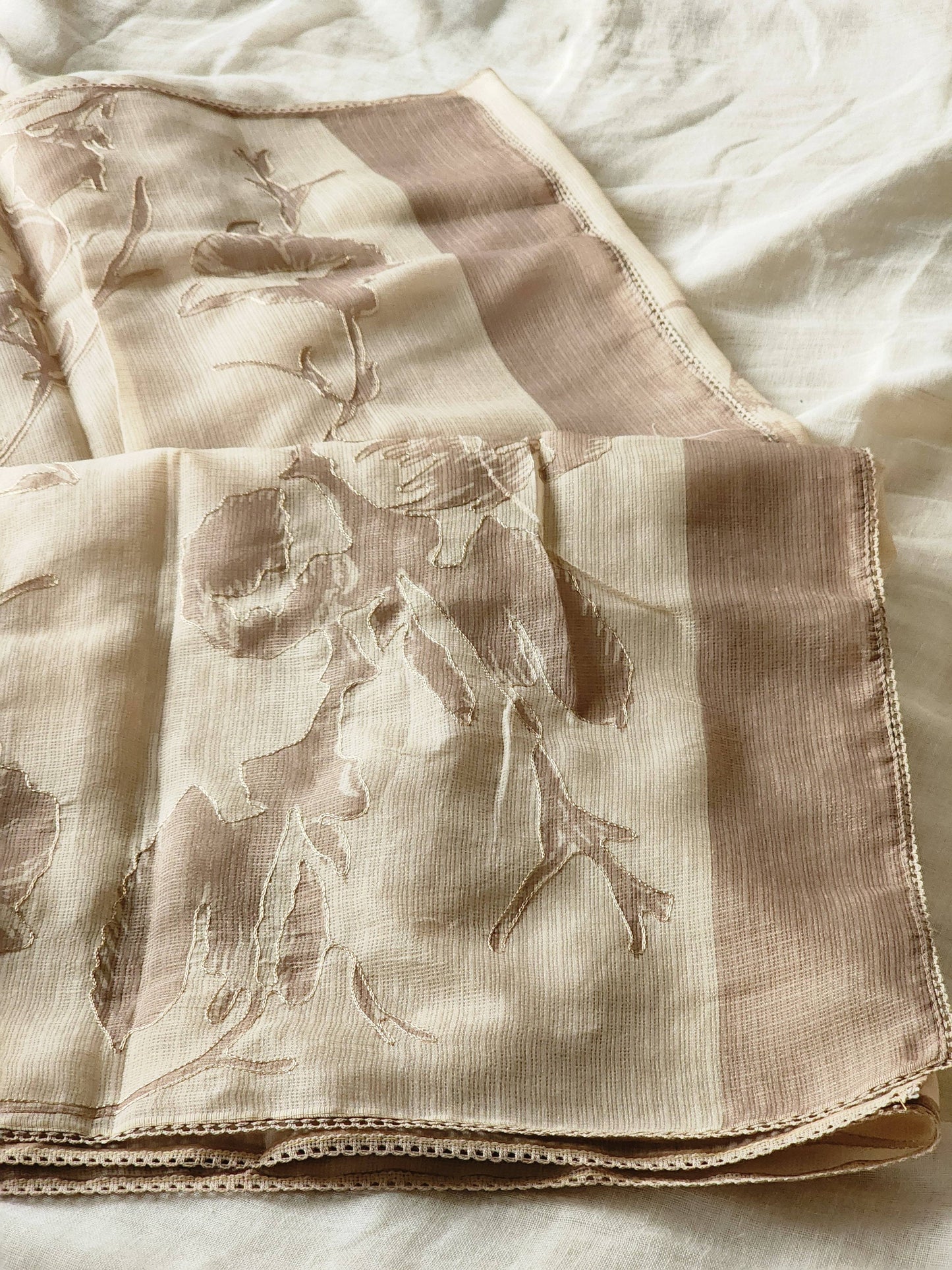 Beige Kota Silk Saree