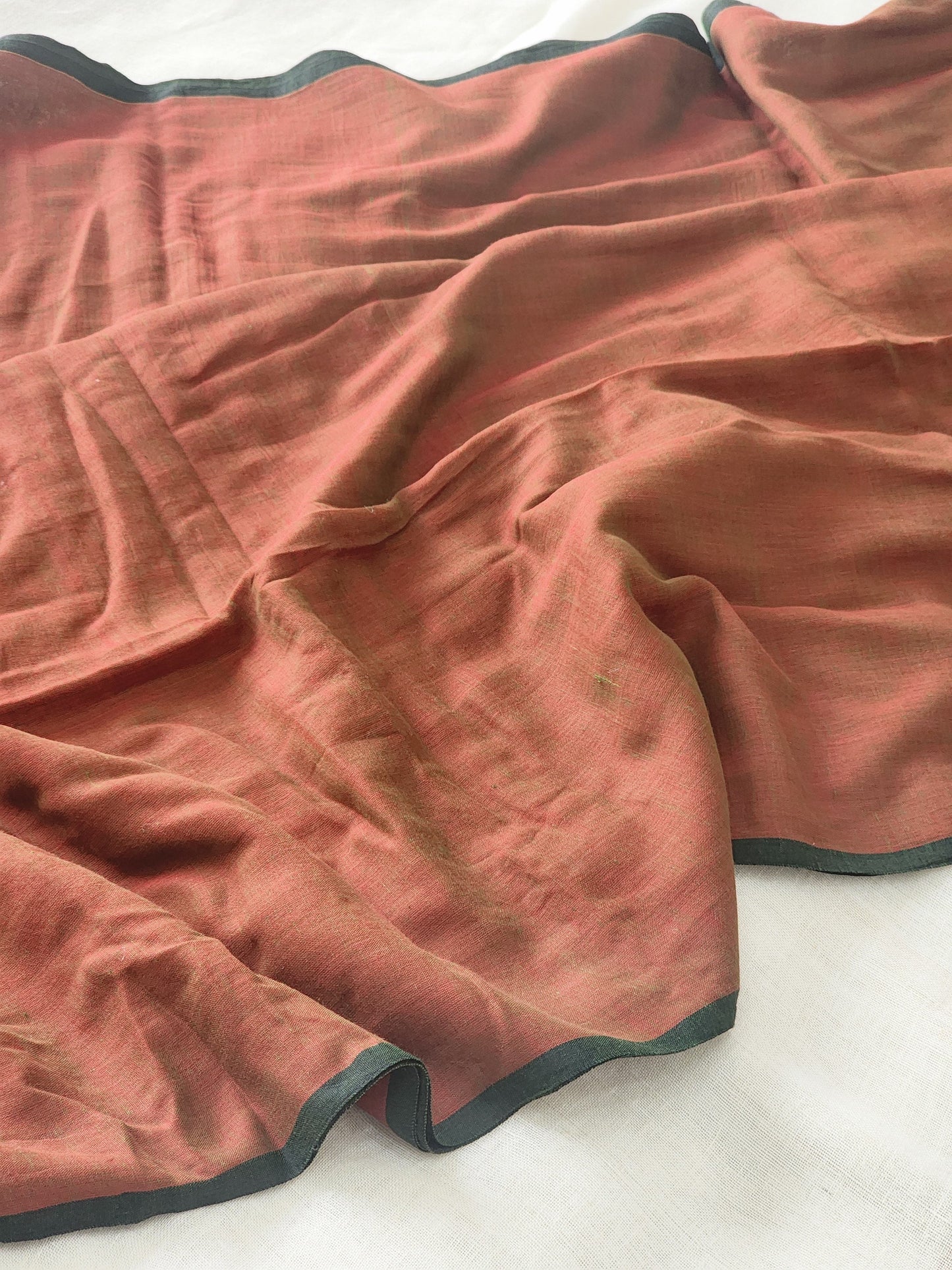 Rust brown mulmul cotton saree
