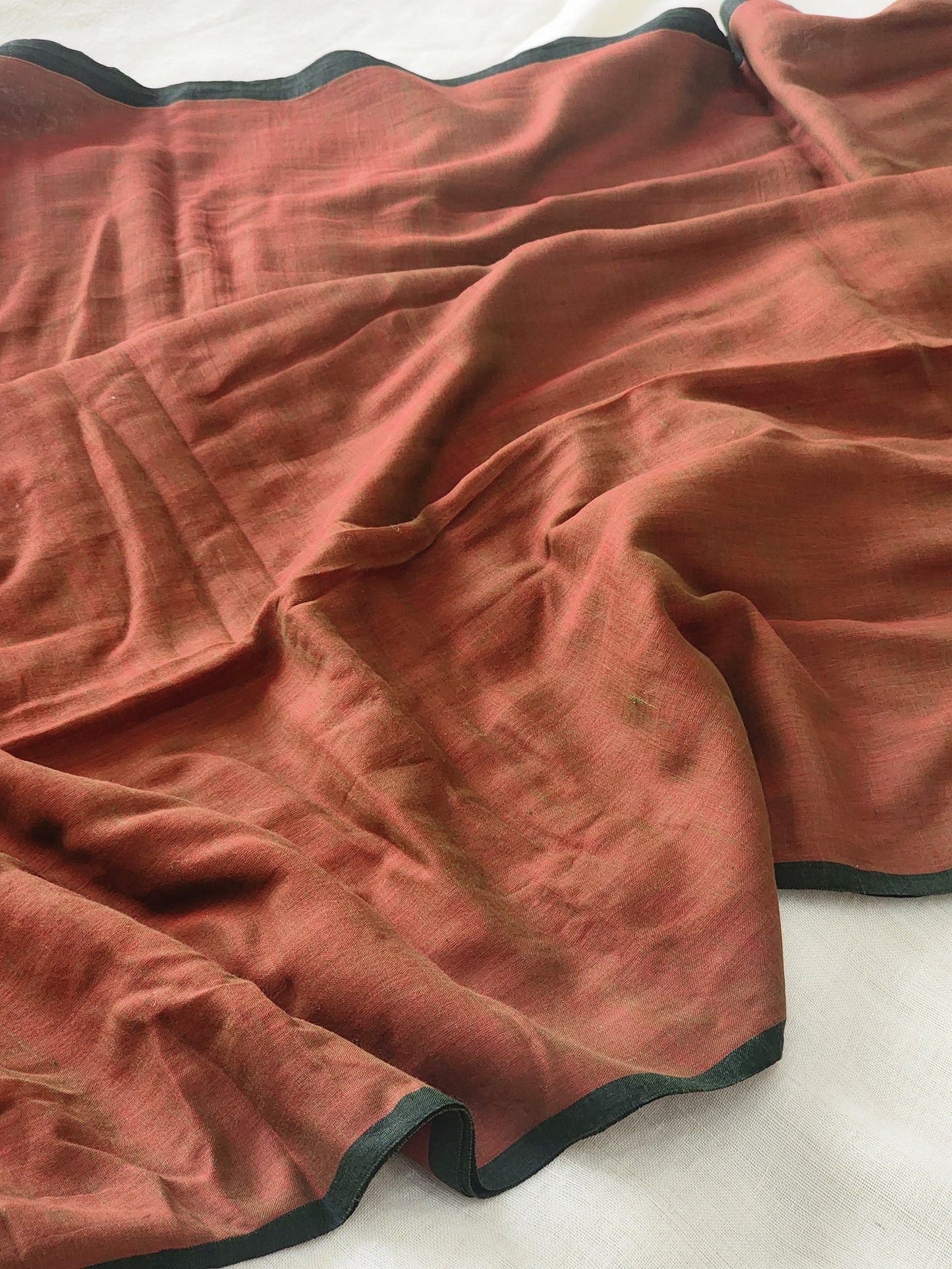 Rust brown mulmul cotton saree