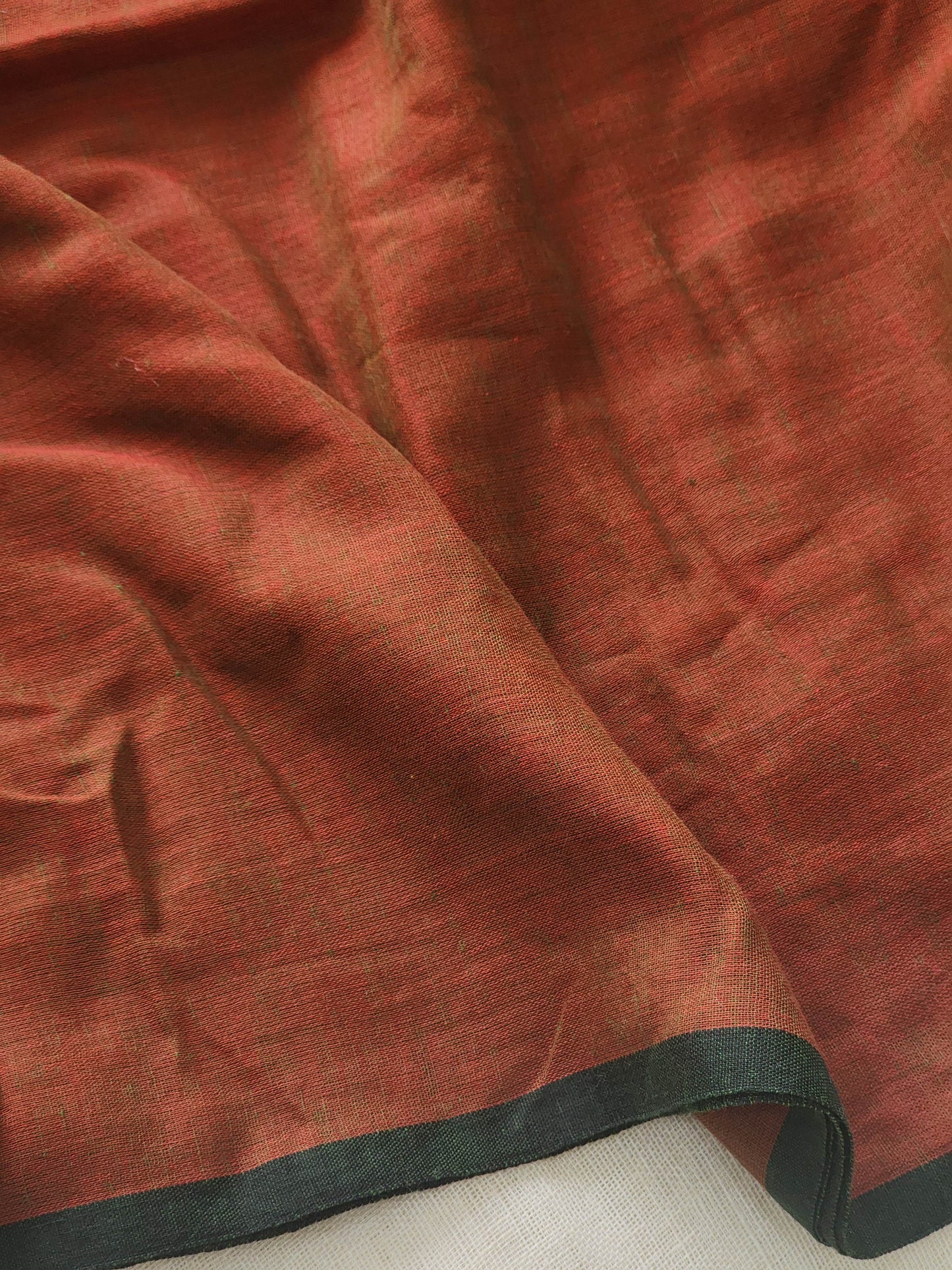 Rust brown mulmul cotton saree