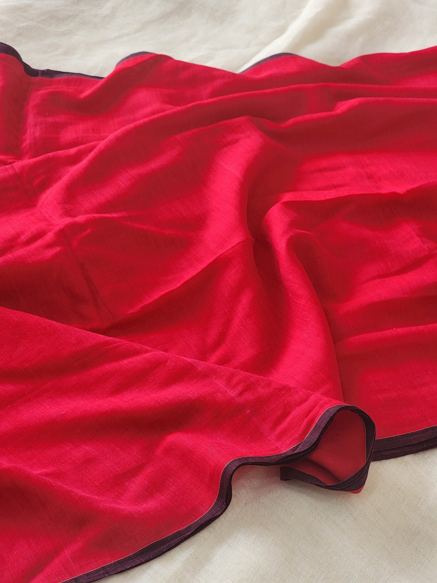 Pink mulmul cotton saree