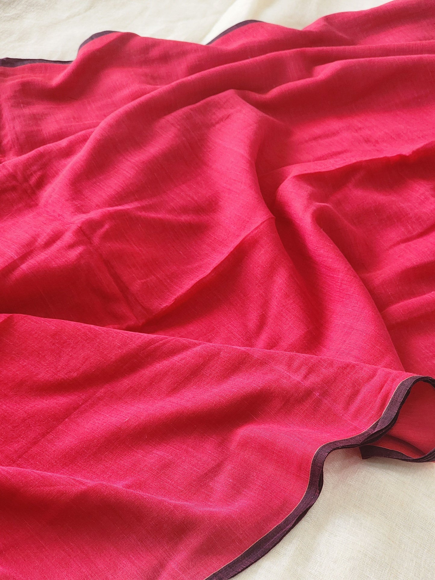 Pink mulmul cotton saree