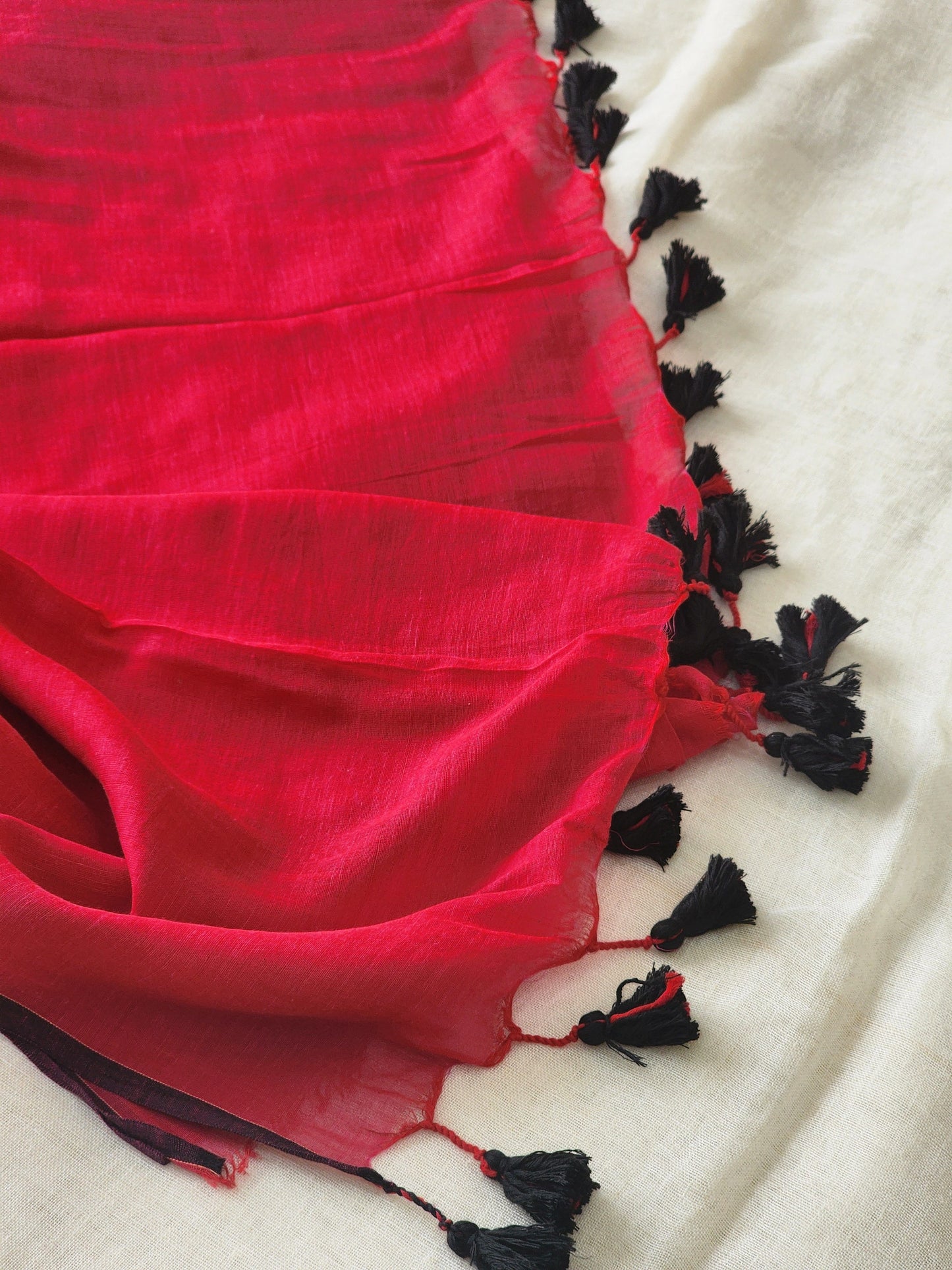 Pink mulmul cotton saree