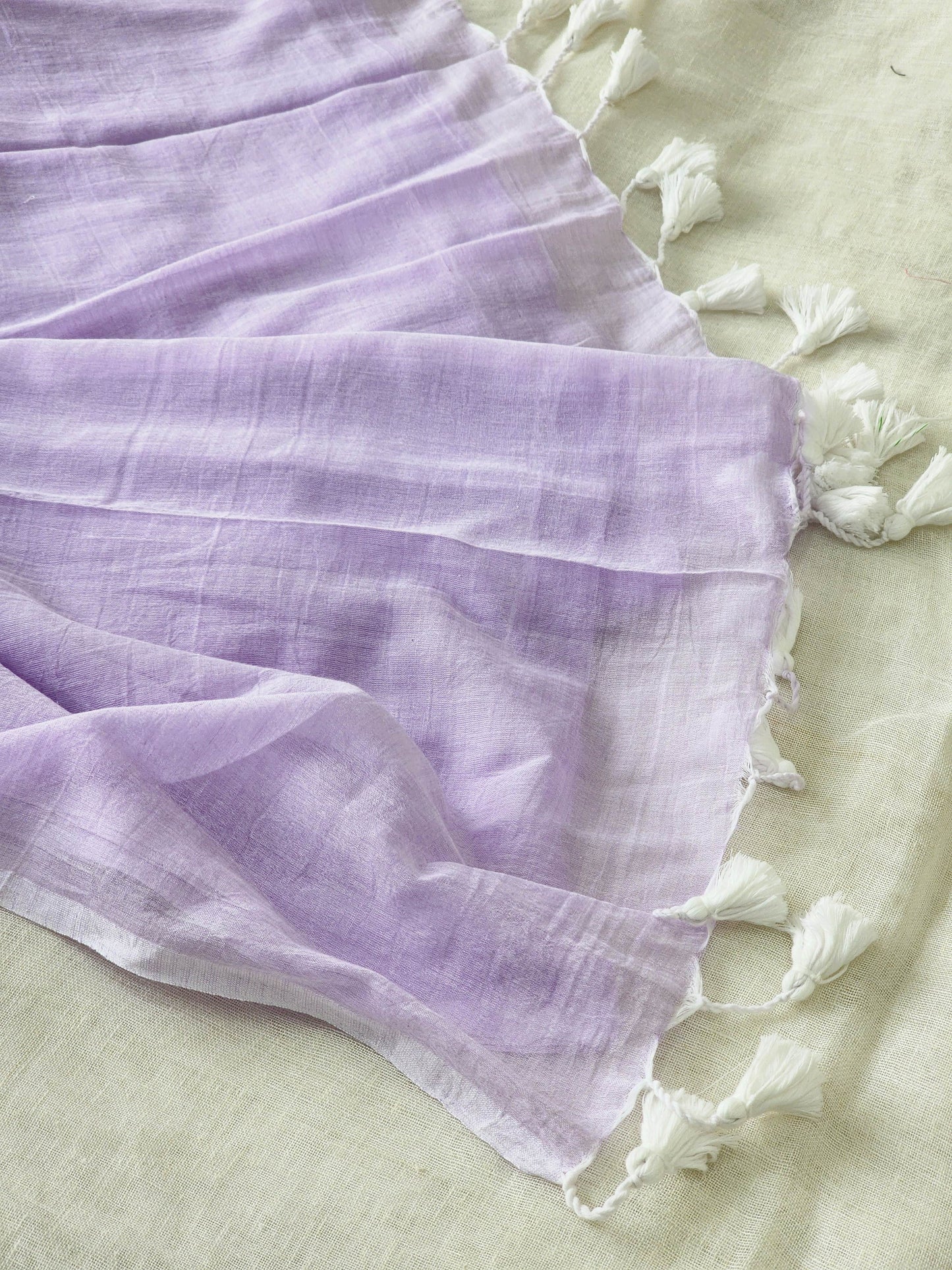 Lilac mulmul cotton saree