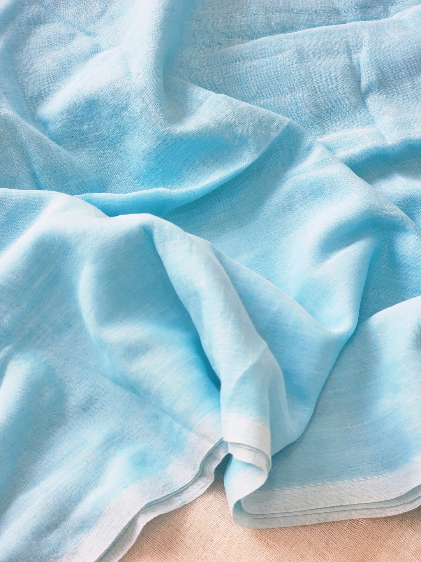 Pastel blue mulmul cotton saree