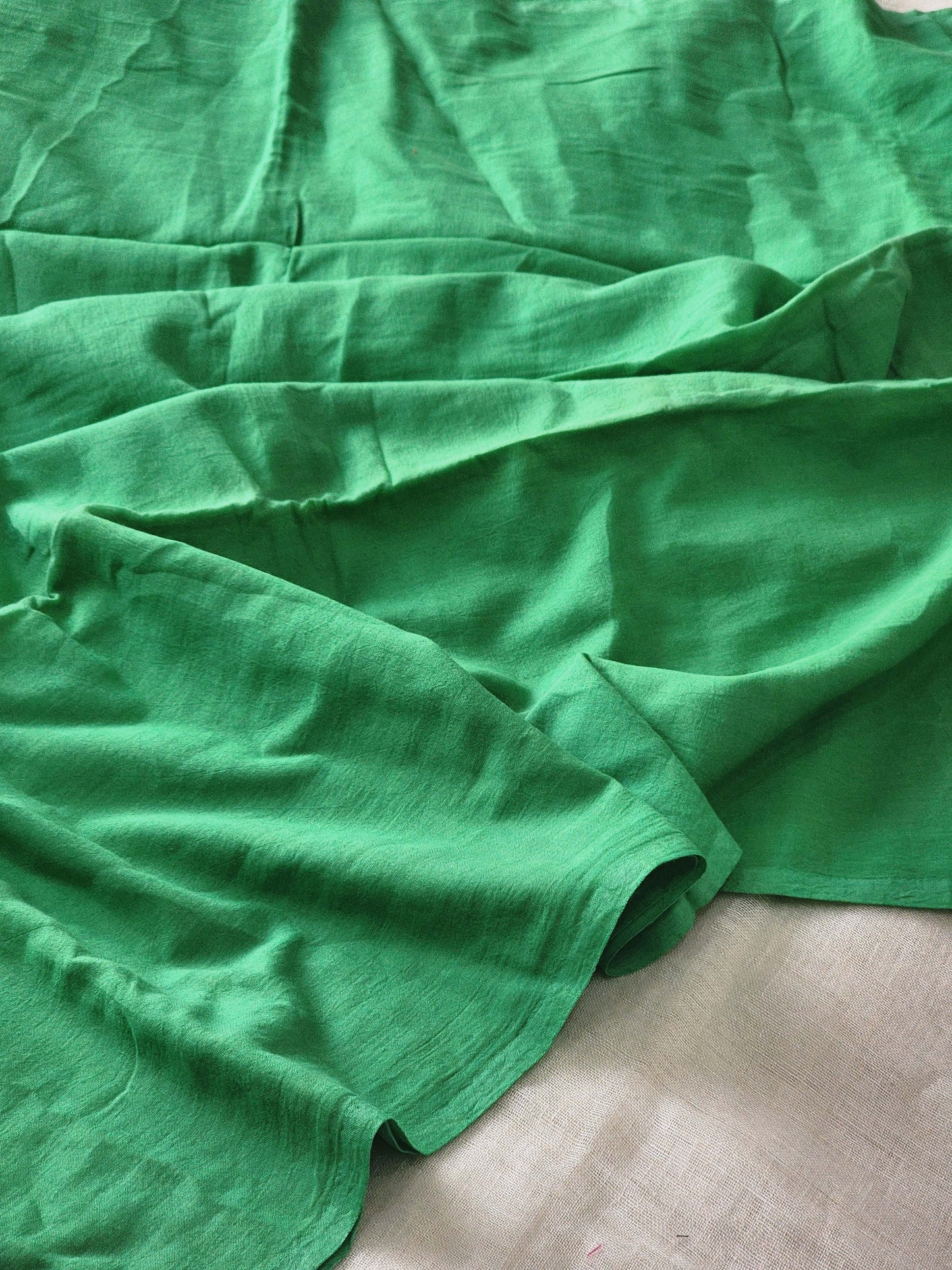 Green mulmul cotton saree