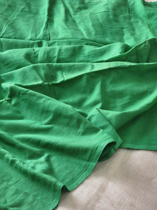 Green mulmul cotton saree