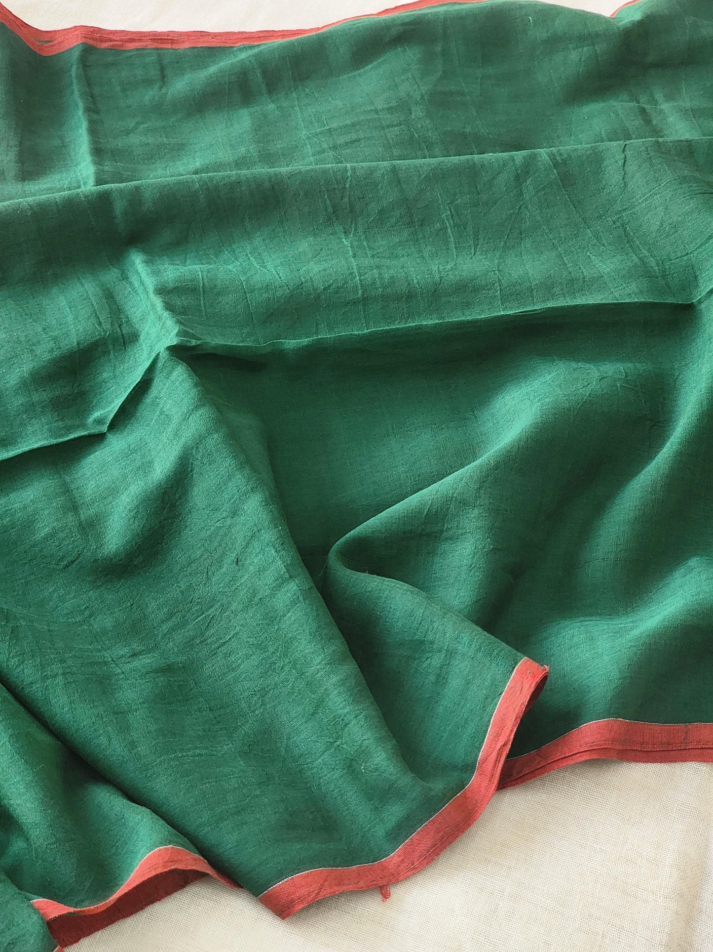 Green mulmul cotton saree