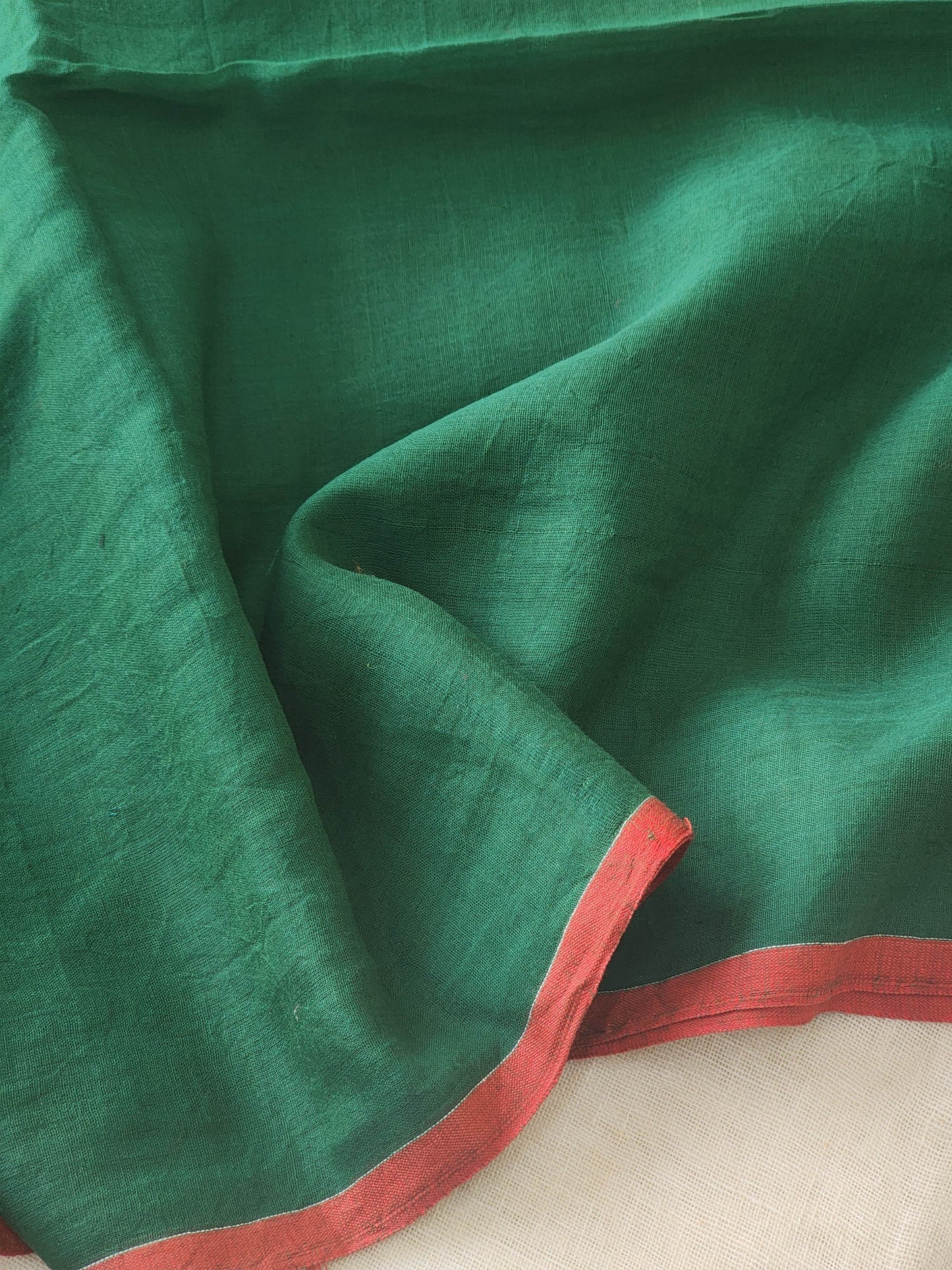 Green mulmul cotton saree