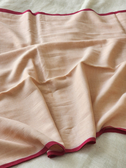 Peach mulmul cotton saree