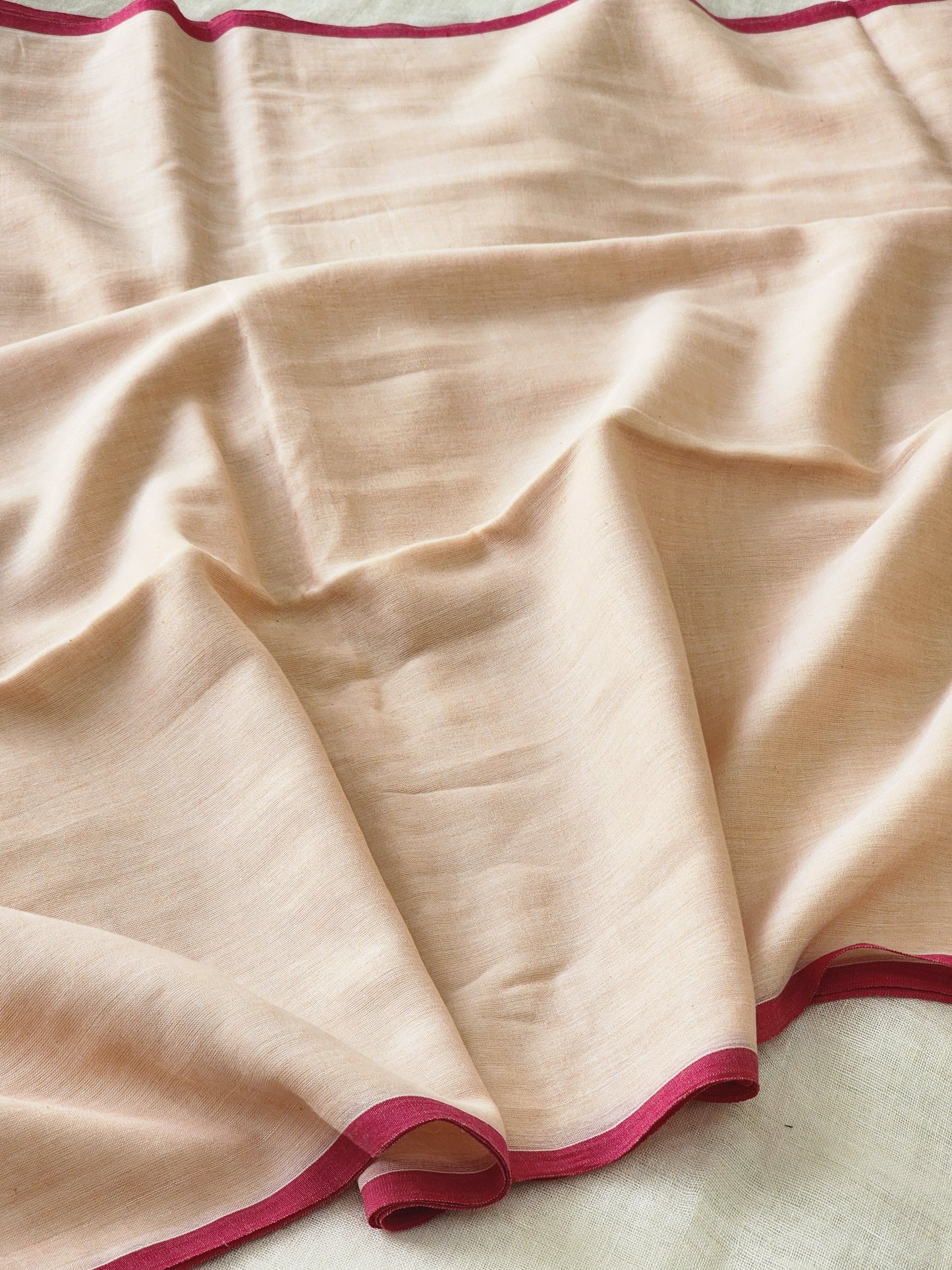 Peach mulmul cotton saree