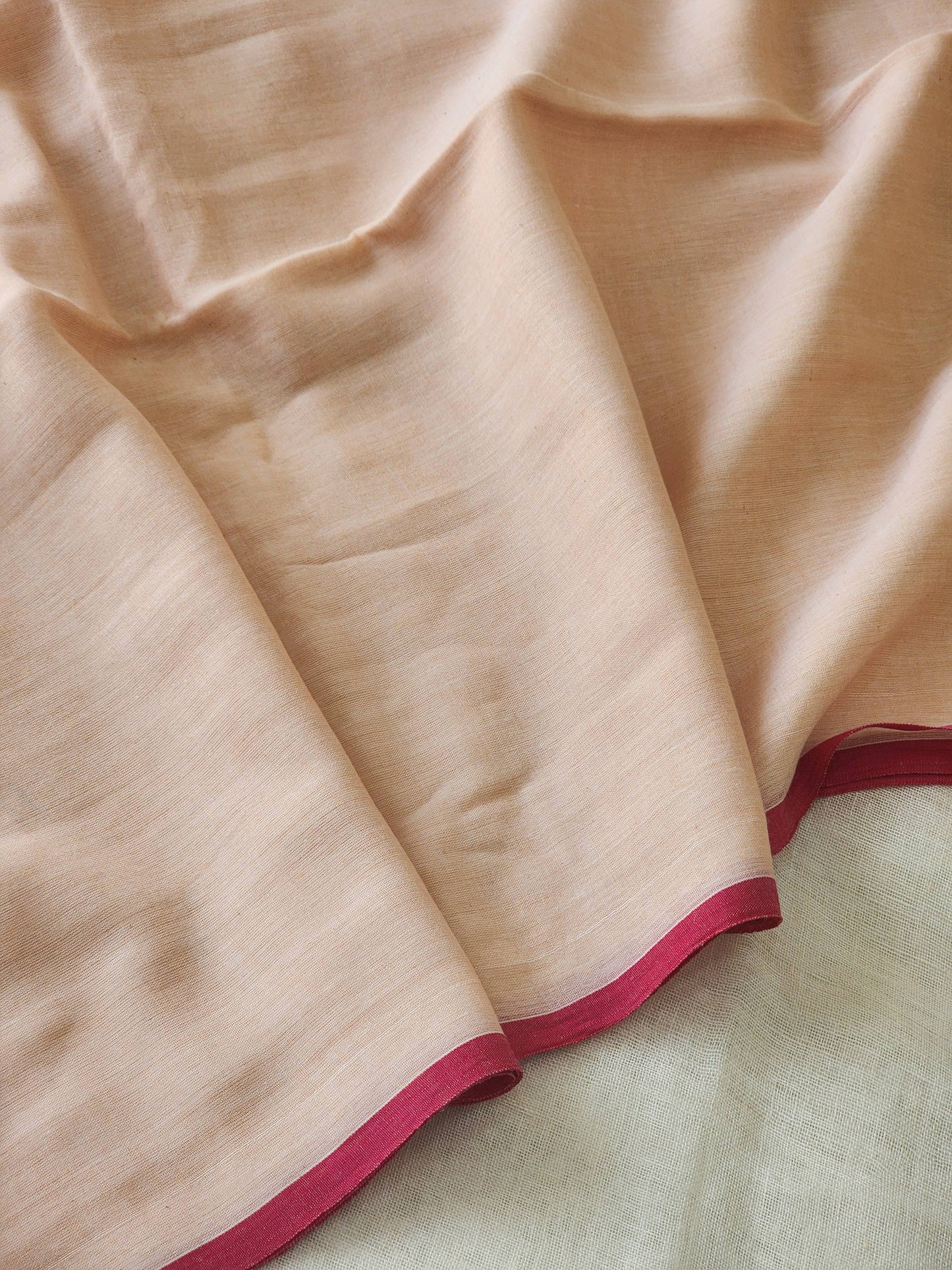 Peach mulmul cotton saree