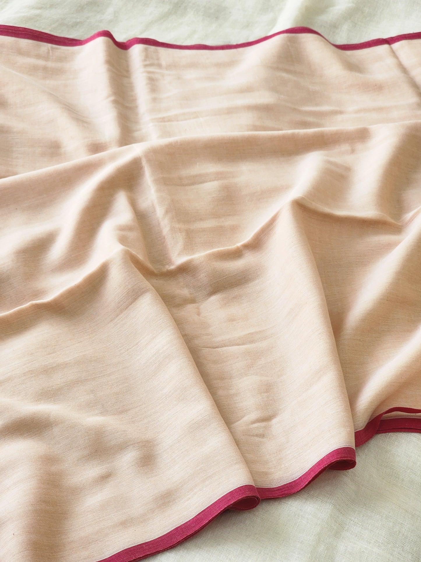 Peach mulmul cotton saree