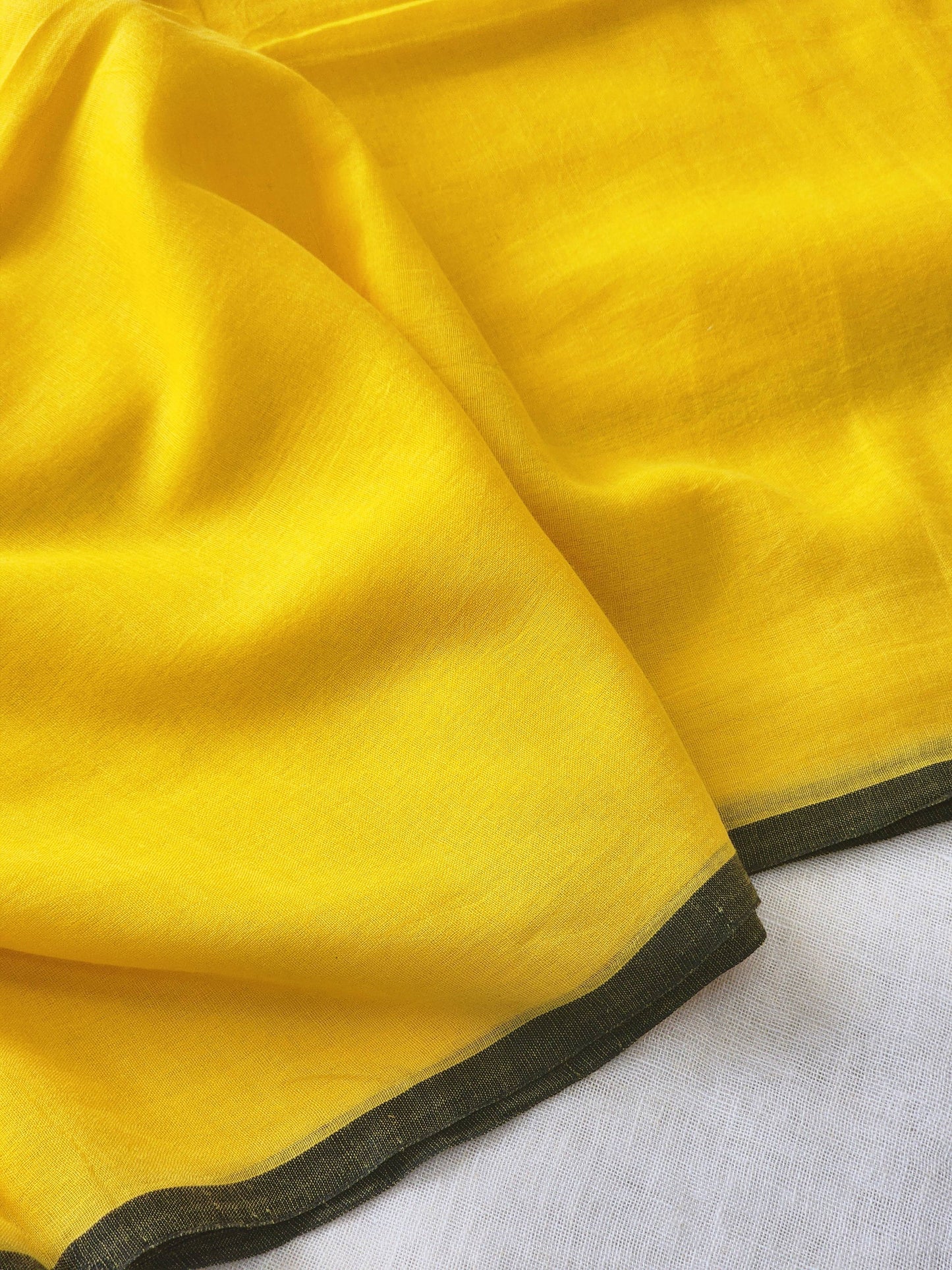 Yellow mulmul cotton saree