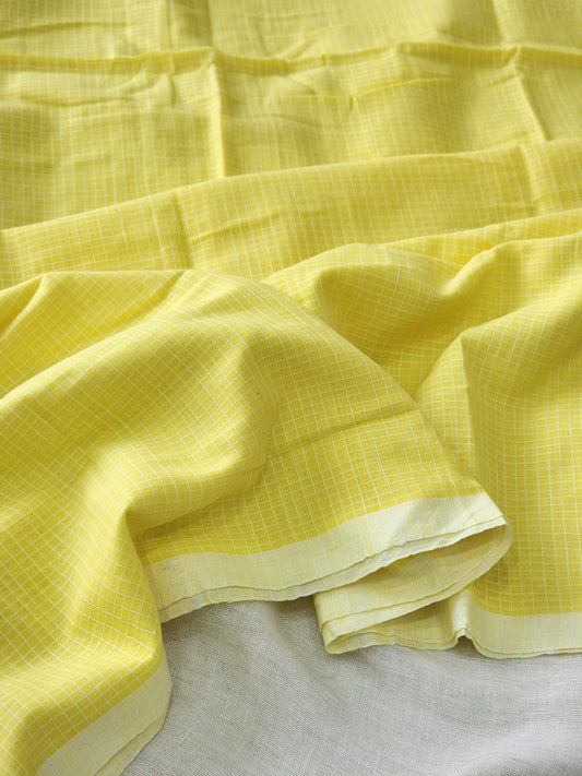 Yellow Cotton Handloom Saree