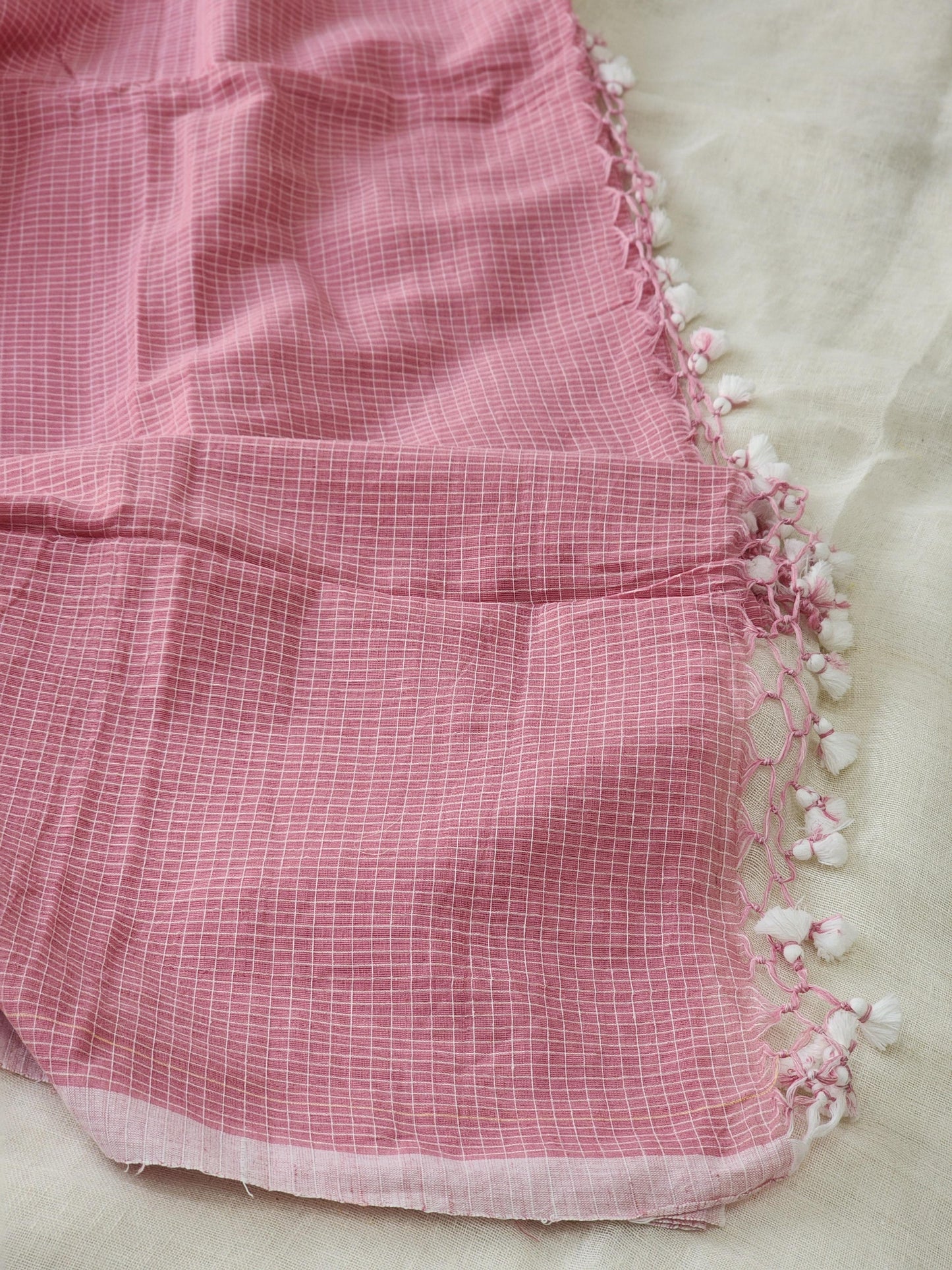 Pink Cotton Handloom Saree