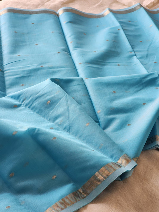 Blue Mul Chanderi Saree