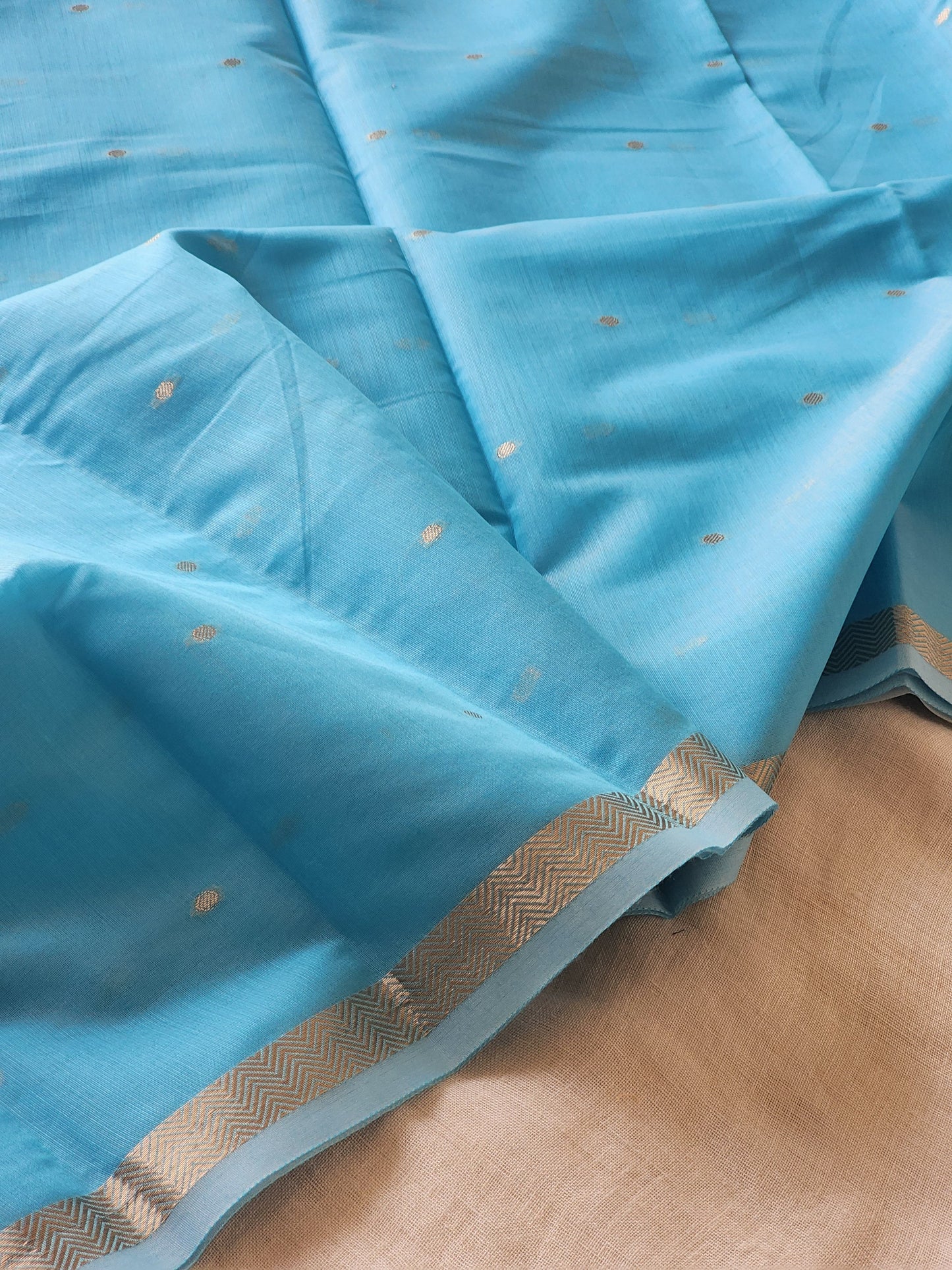 Blue Mul Chanderi Saree