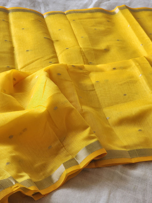 Yellow Mul Chanderi Saree