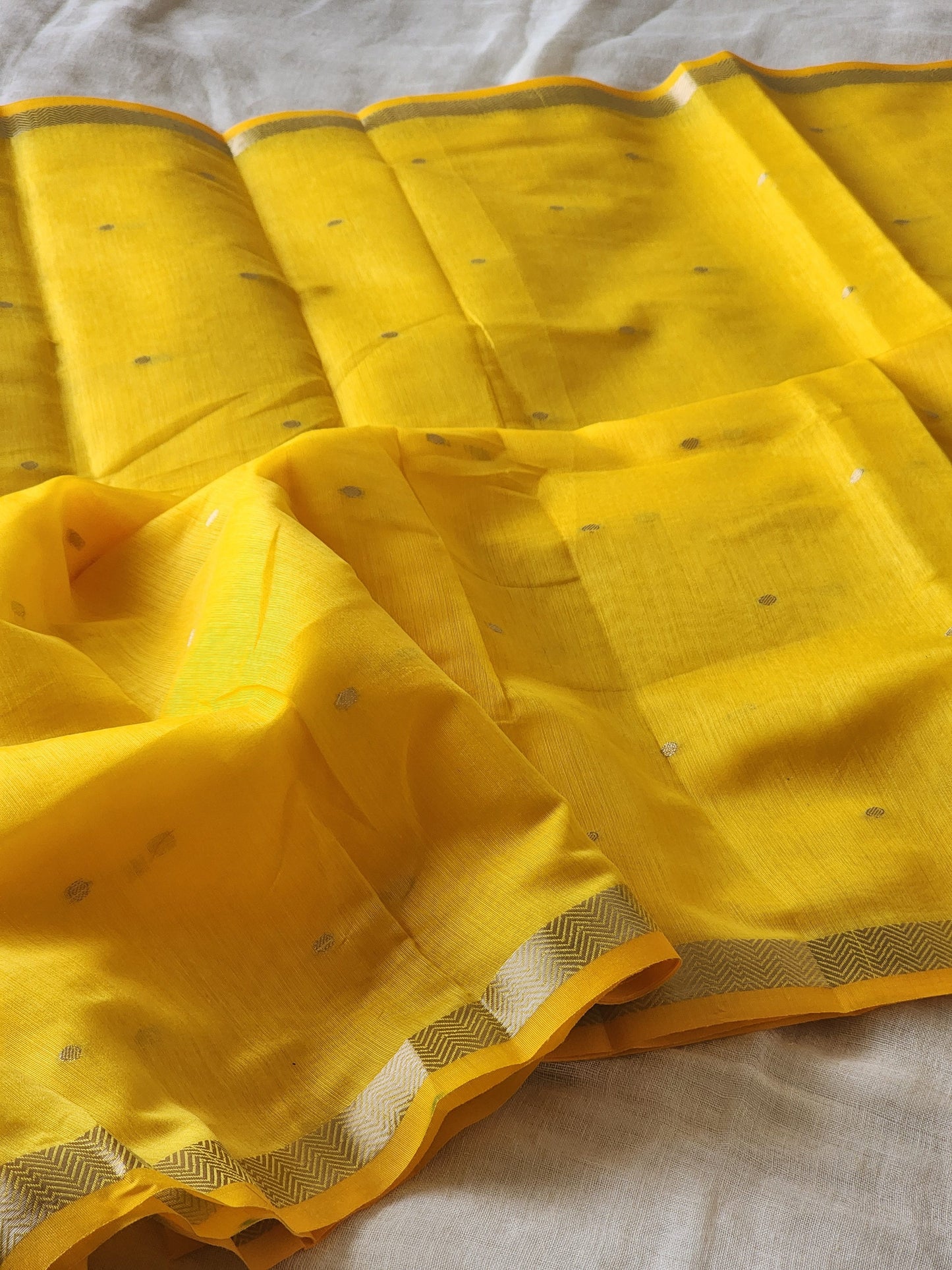 Yellow Mul Chanderi Saree