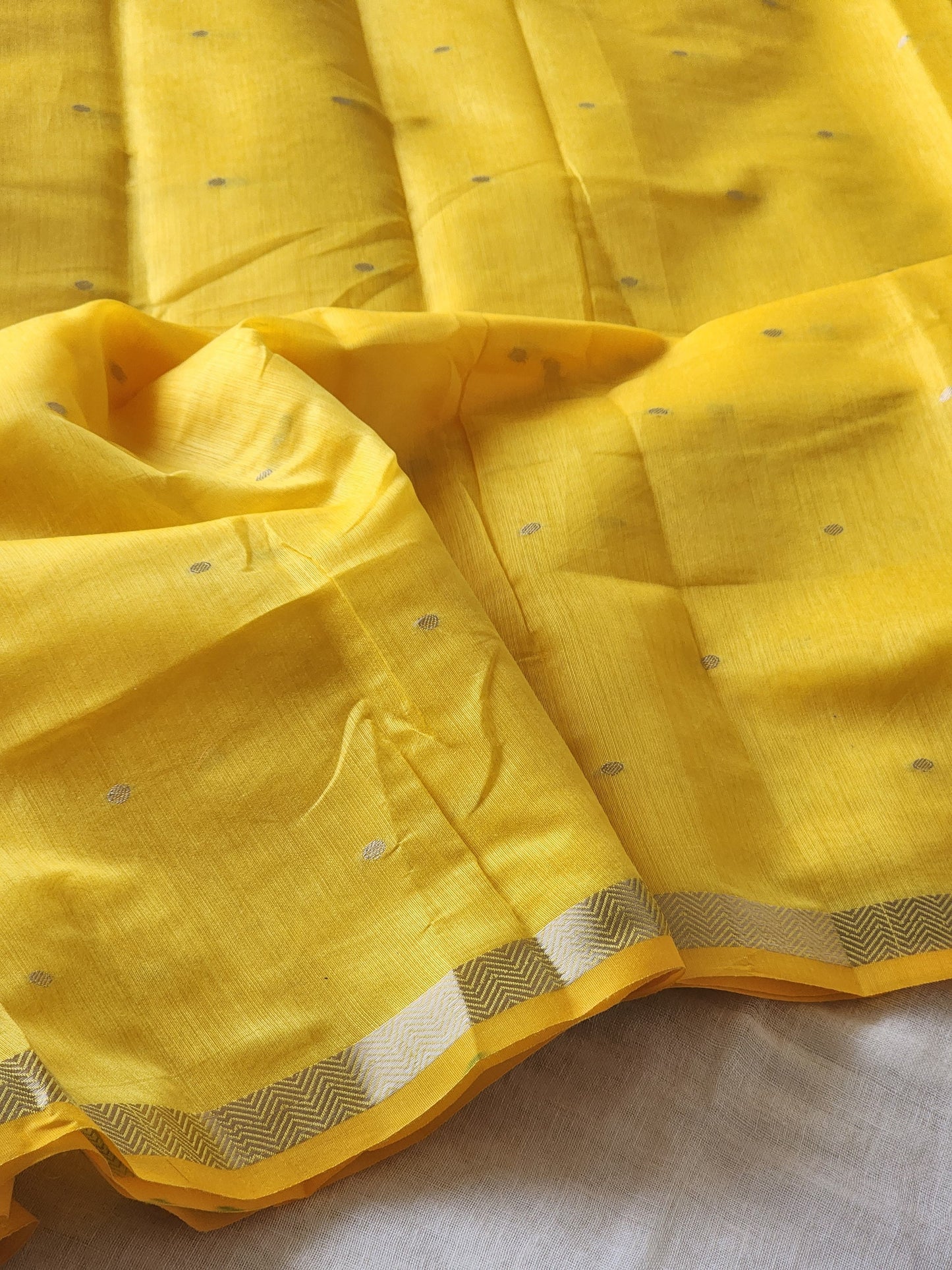 Yellow Mul Chanderi Saree