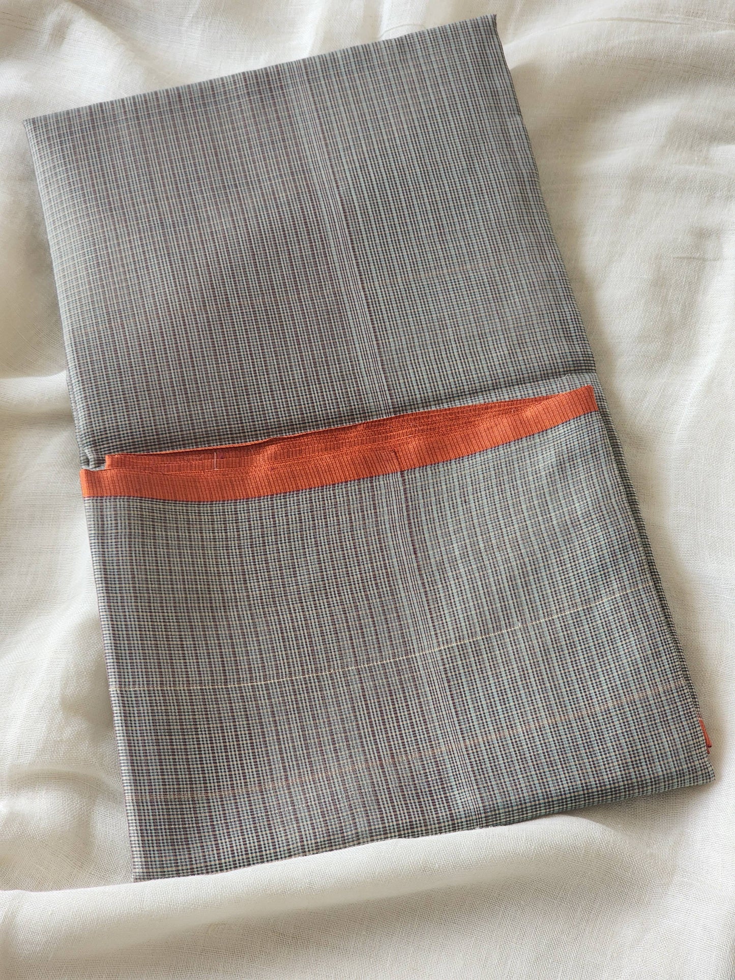 Ash grey kota cotton saree