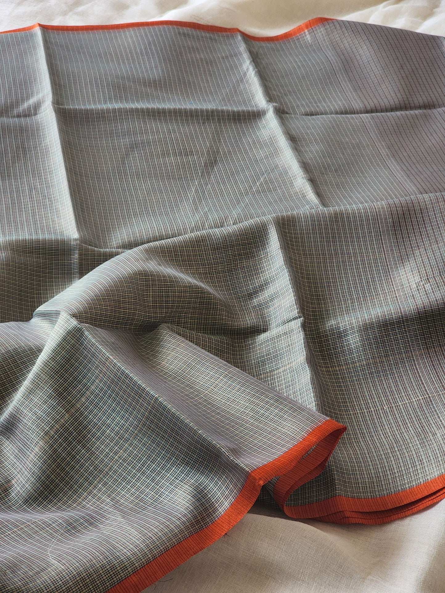 Ash grey kota cotton saree