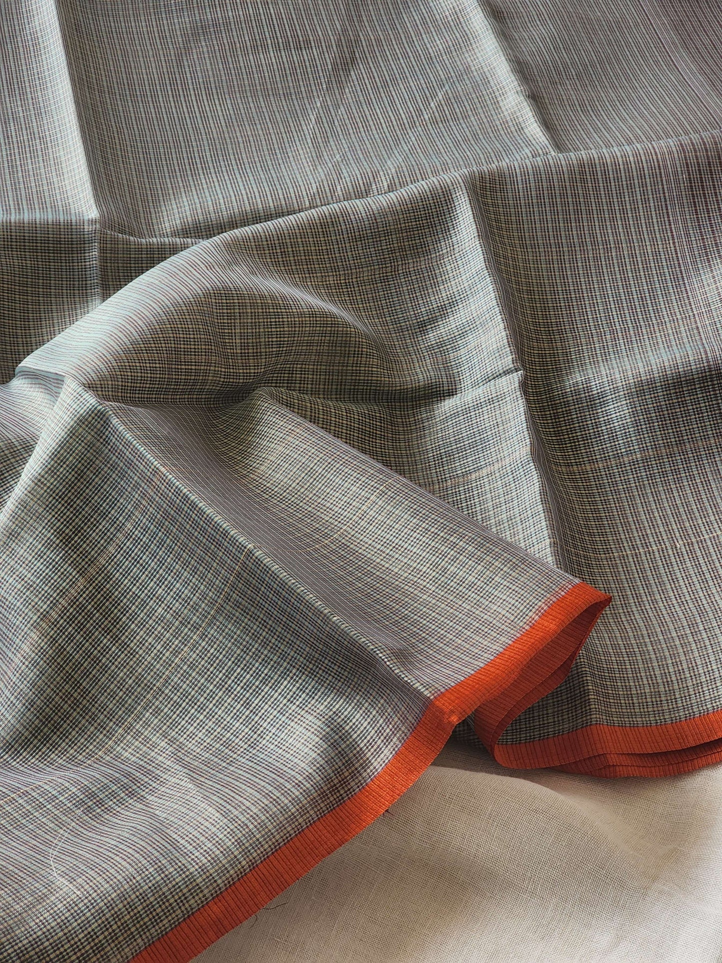 Ash grey kota cotton saree