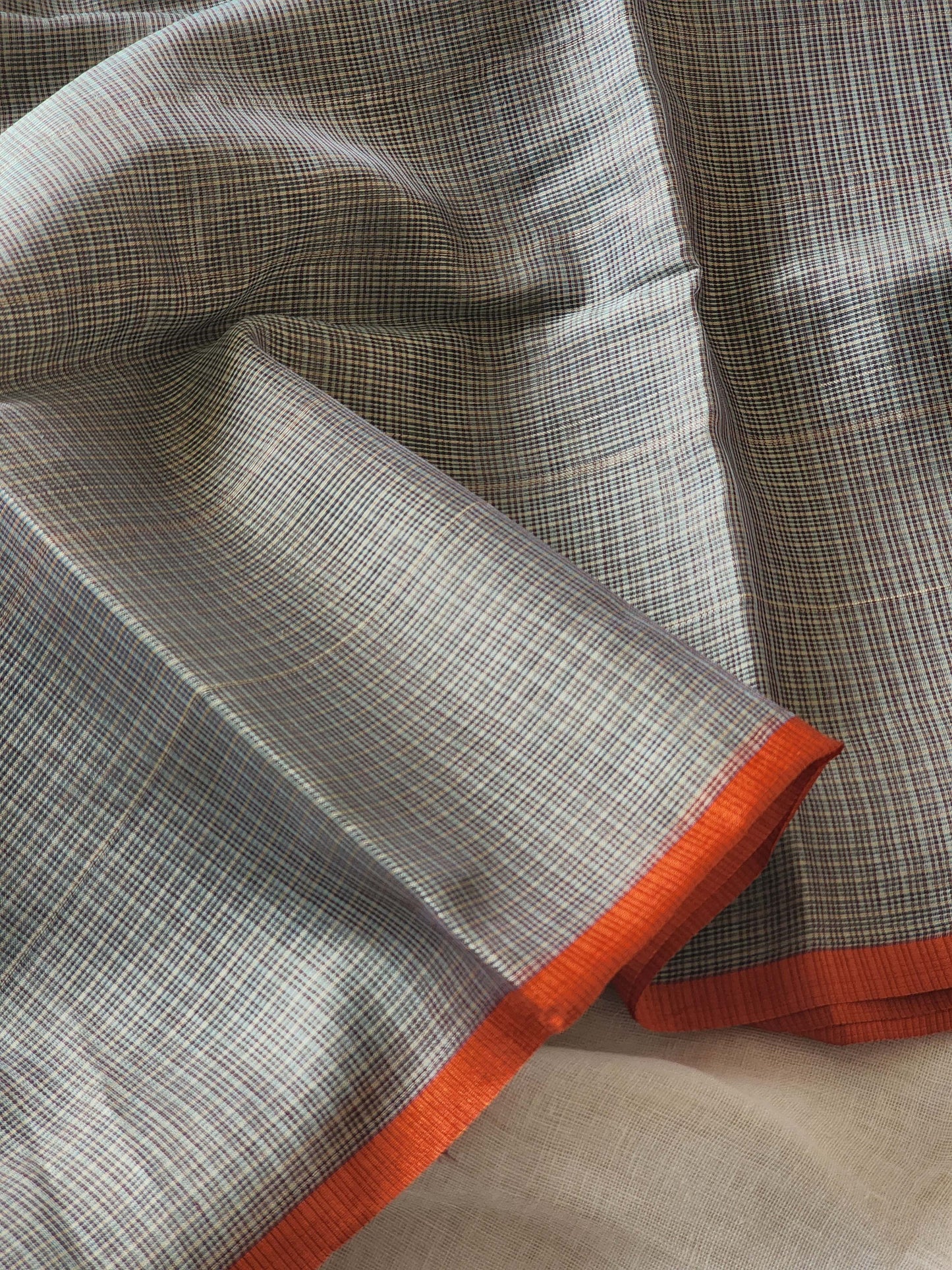 Ash grey kota cotton saree