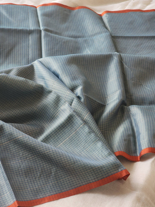 Steel blue kota cotton saree