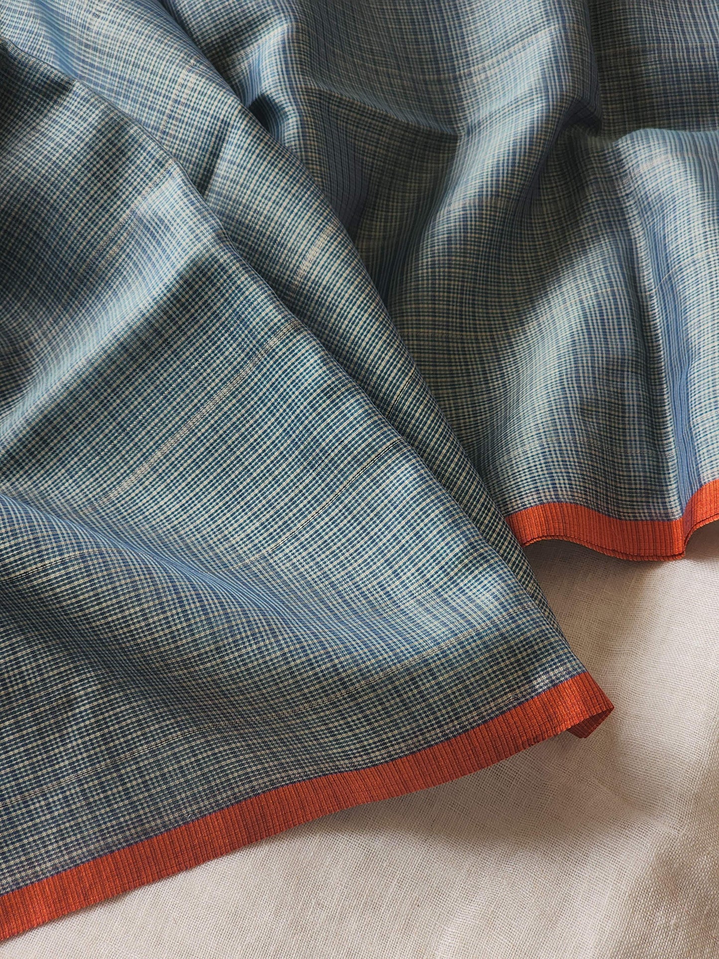 Steel blue kota cotton saree