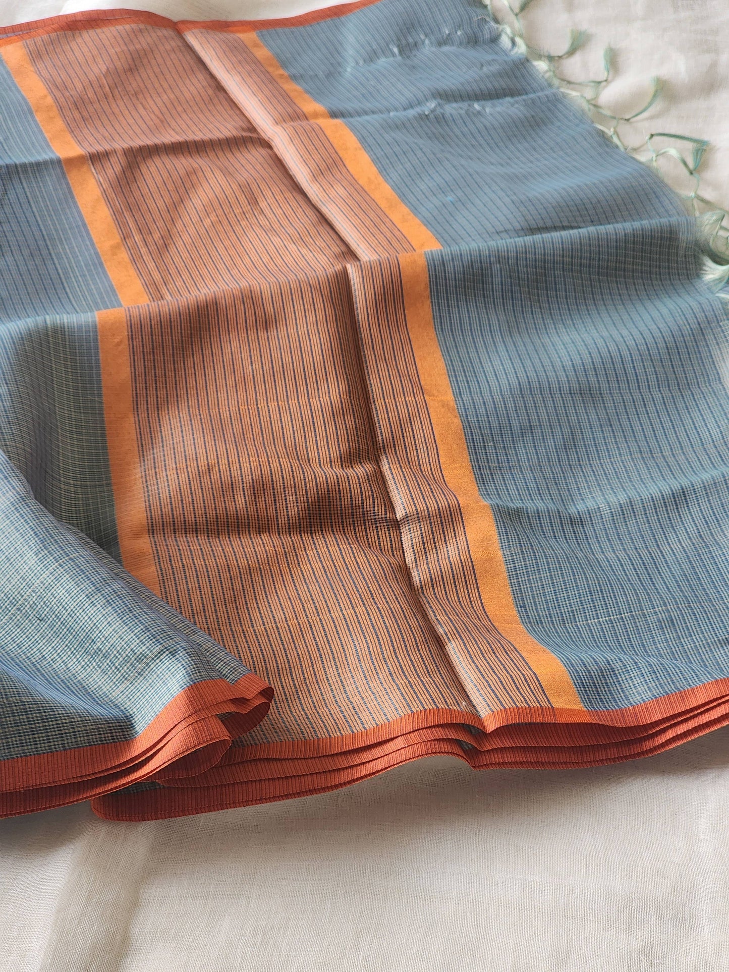 Steel blue kota cotton saree