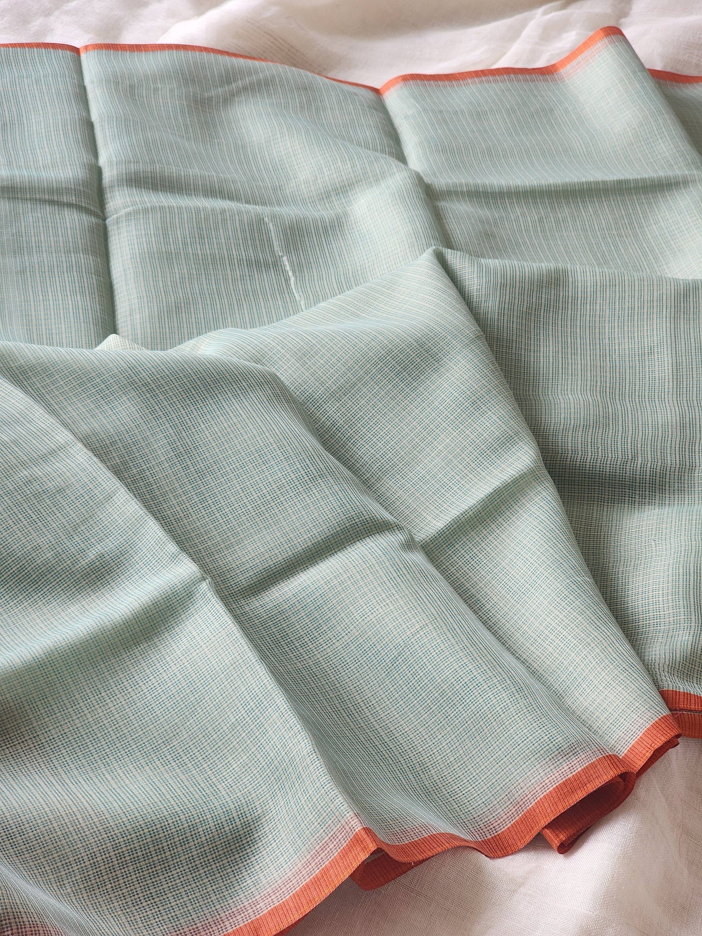 Mint green kota cotton saree