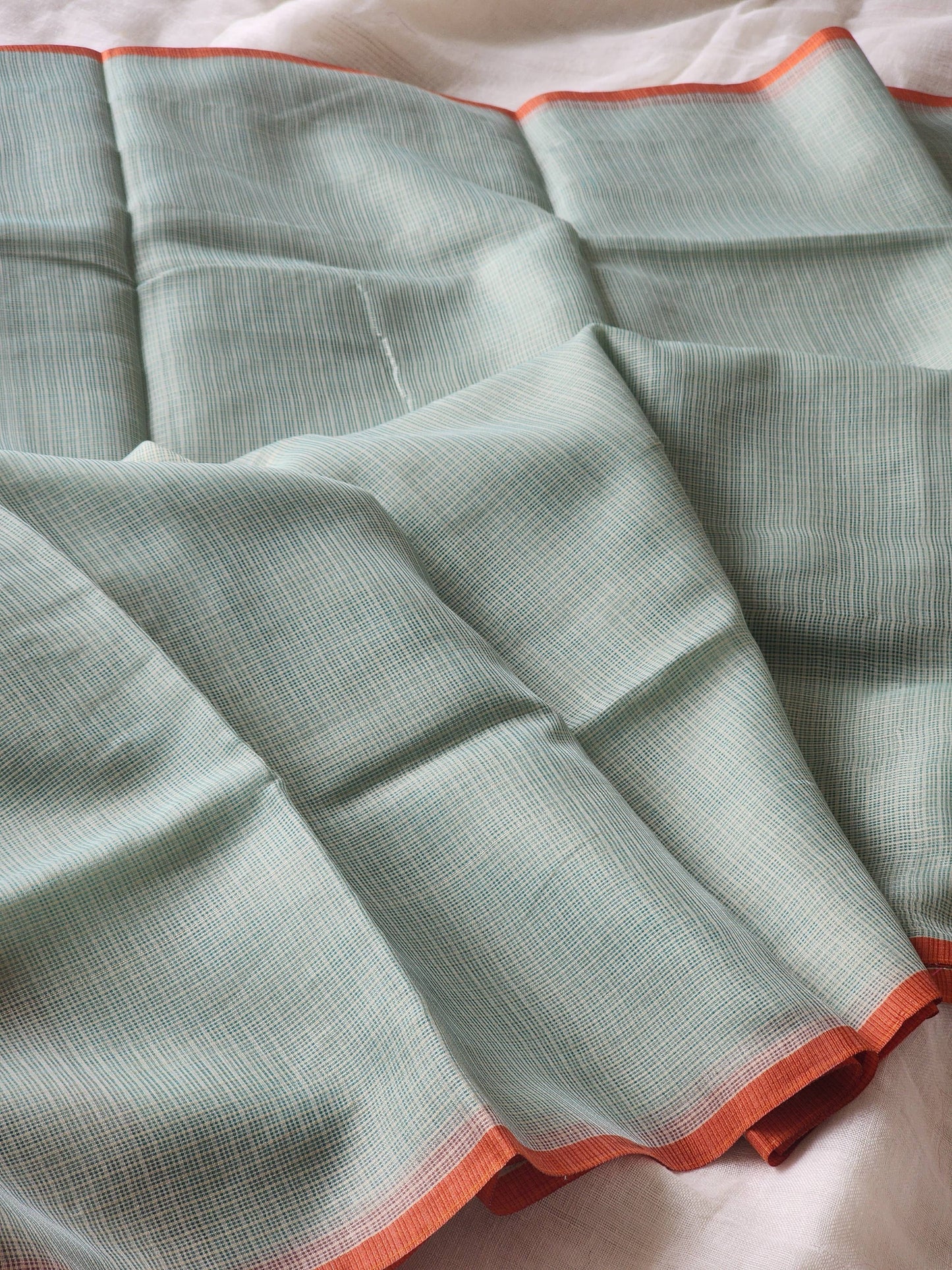 Mint green kota cotton saree