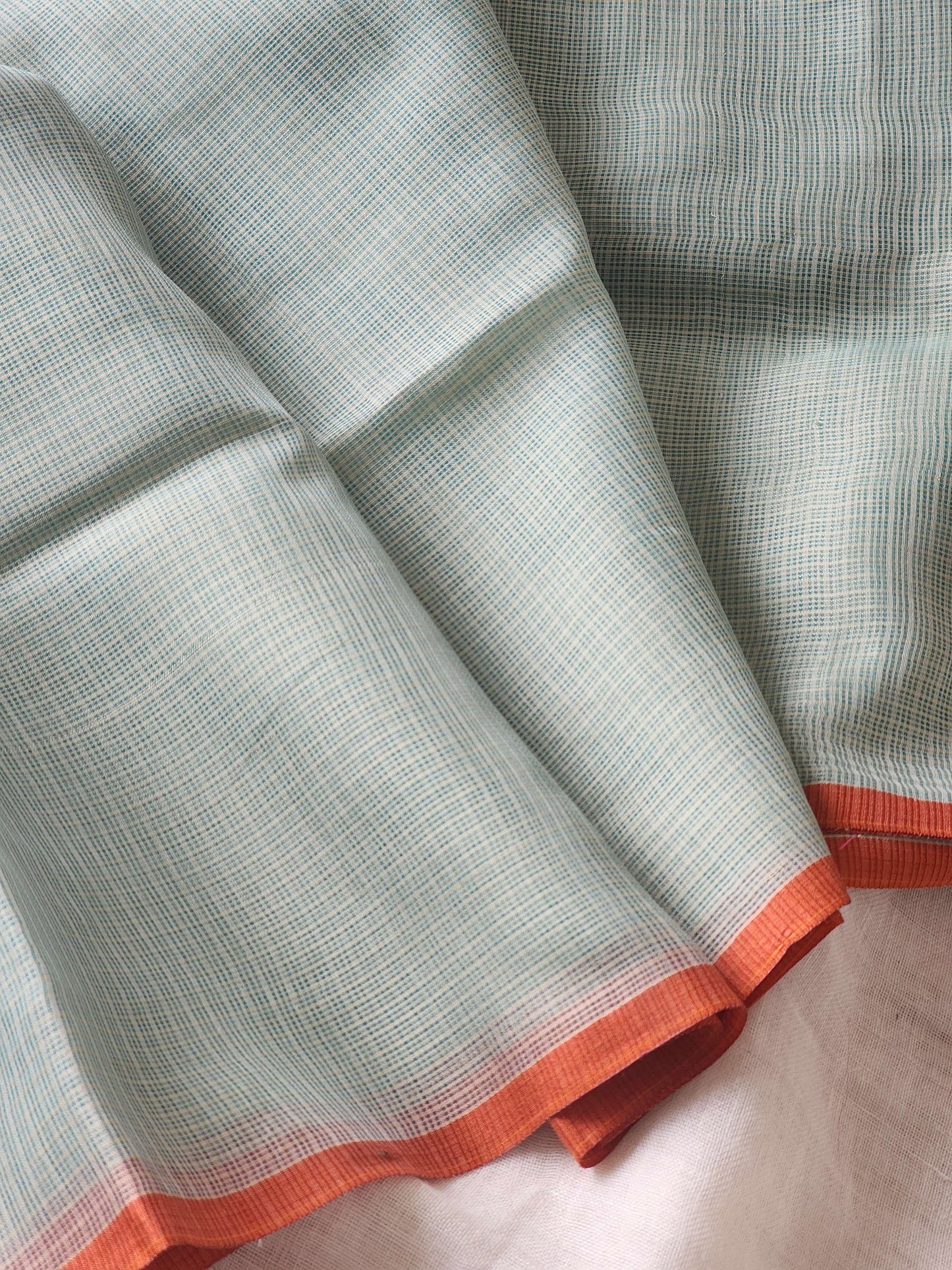 Mint green kota cotton saree