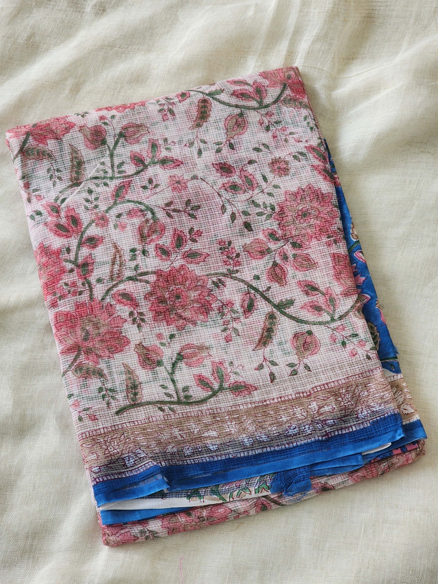 White handblock kota saree