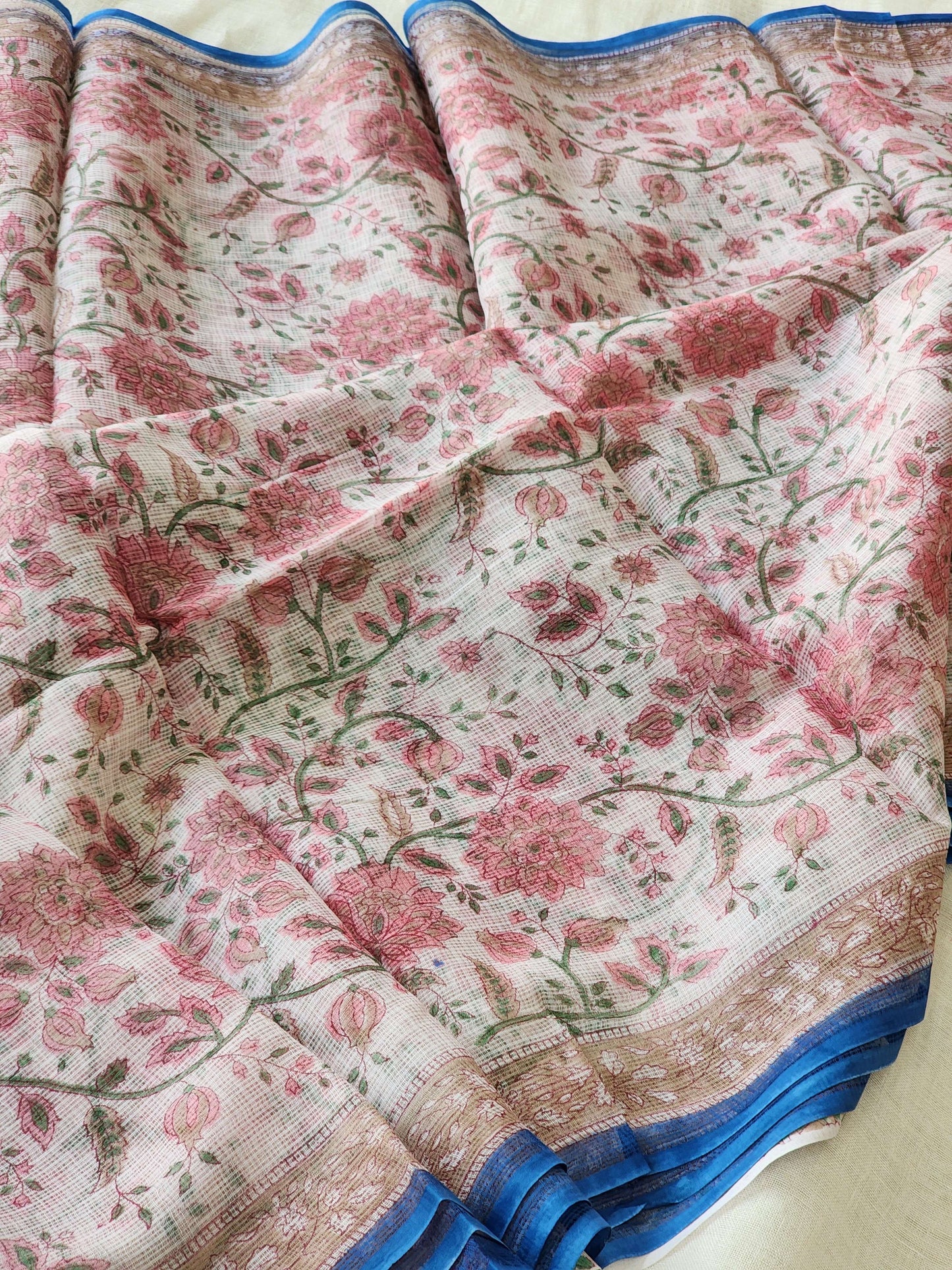 White handblock kota saree