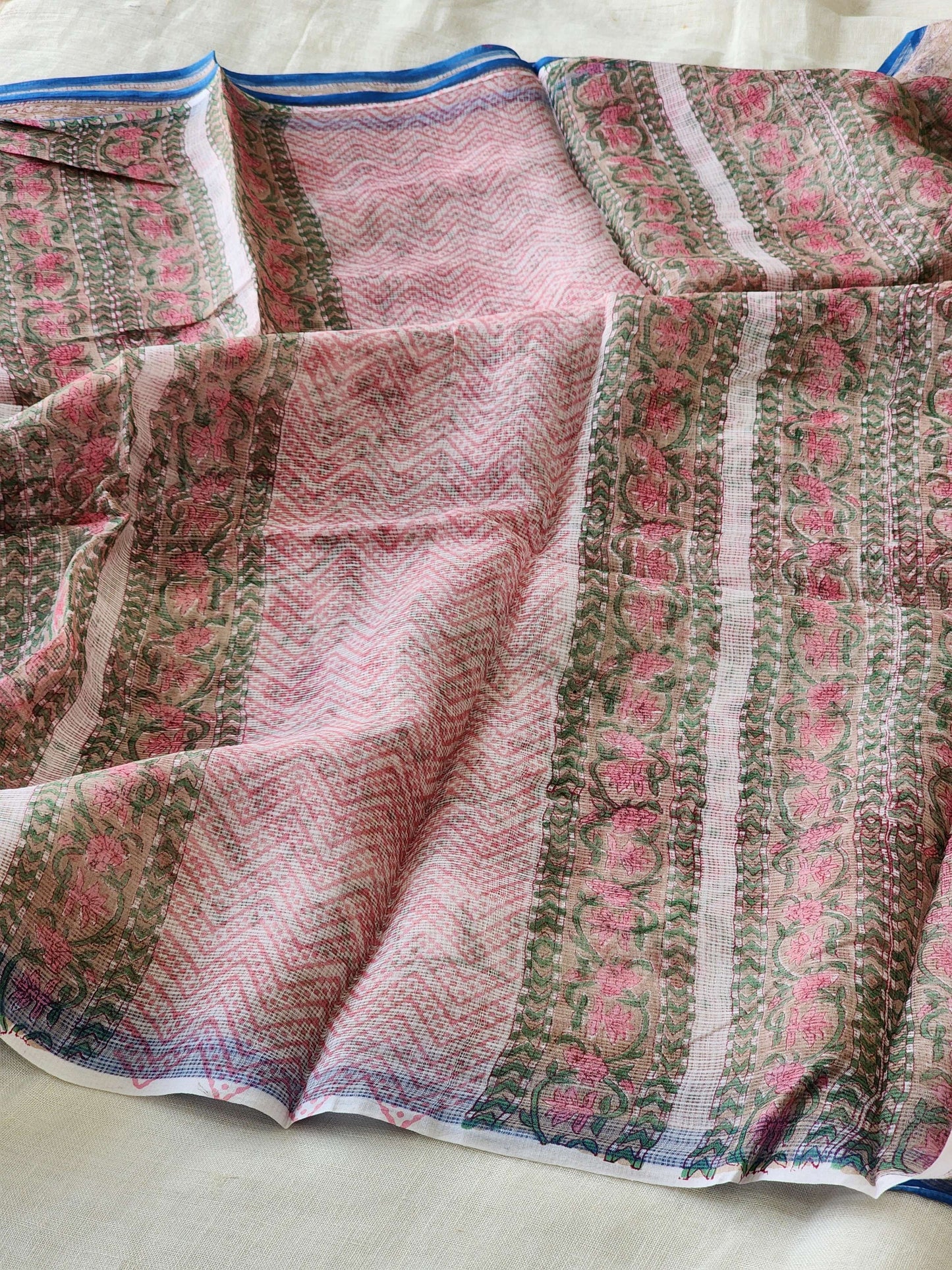 White handblock kota saree