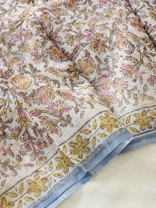 White handblock kota saree