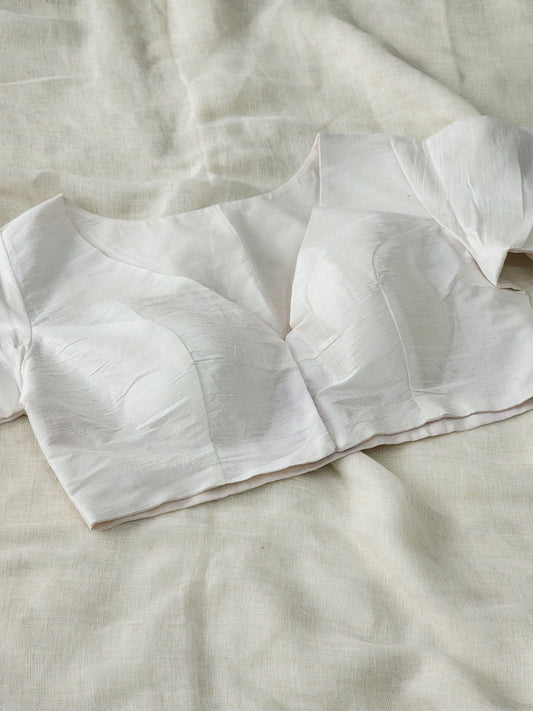 White raw silk blouse